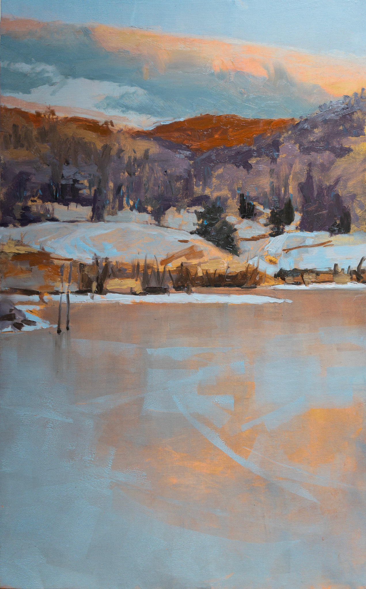 Cold Glow, 15x24, oil on linen, 2025 $1500