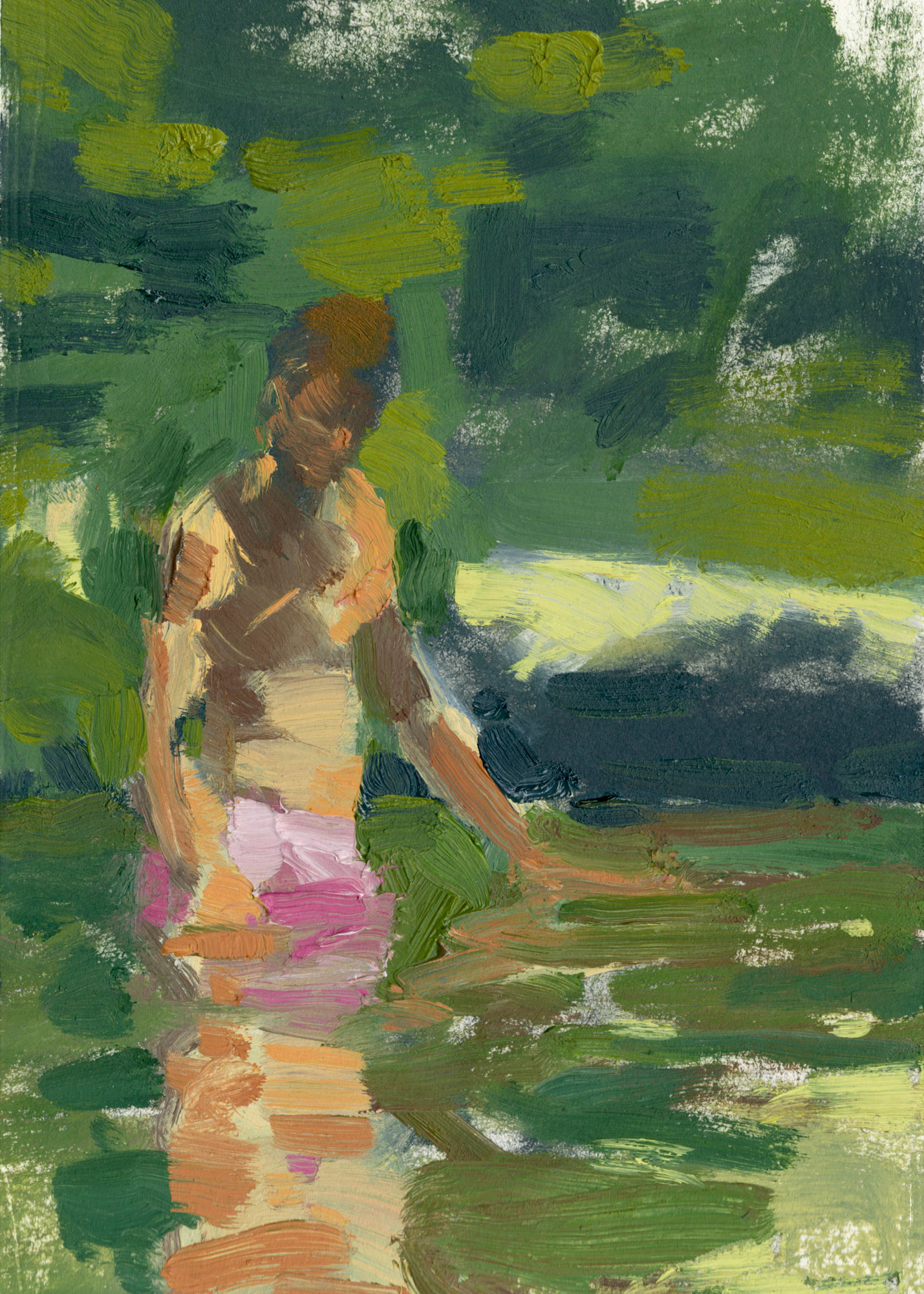 Sketch for Bluff Island, oil on prepared paper, 5x7, 2021