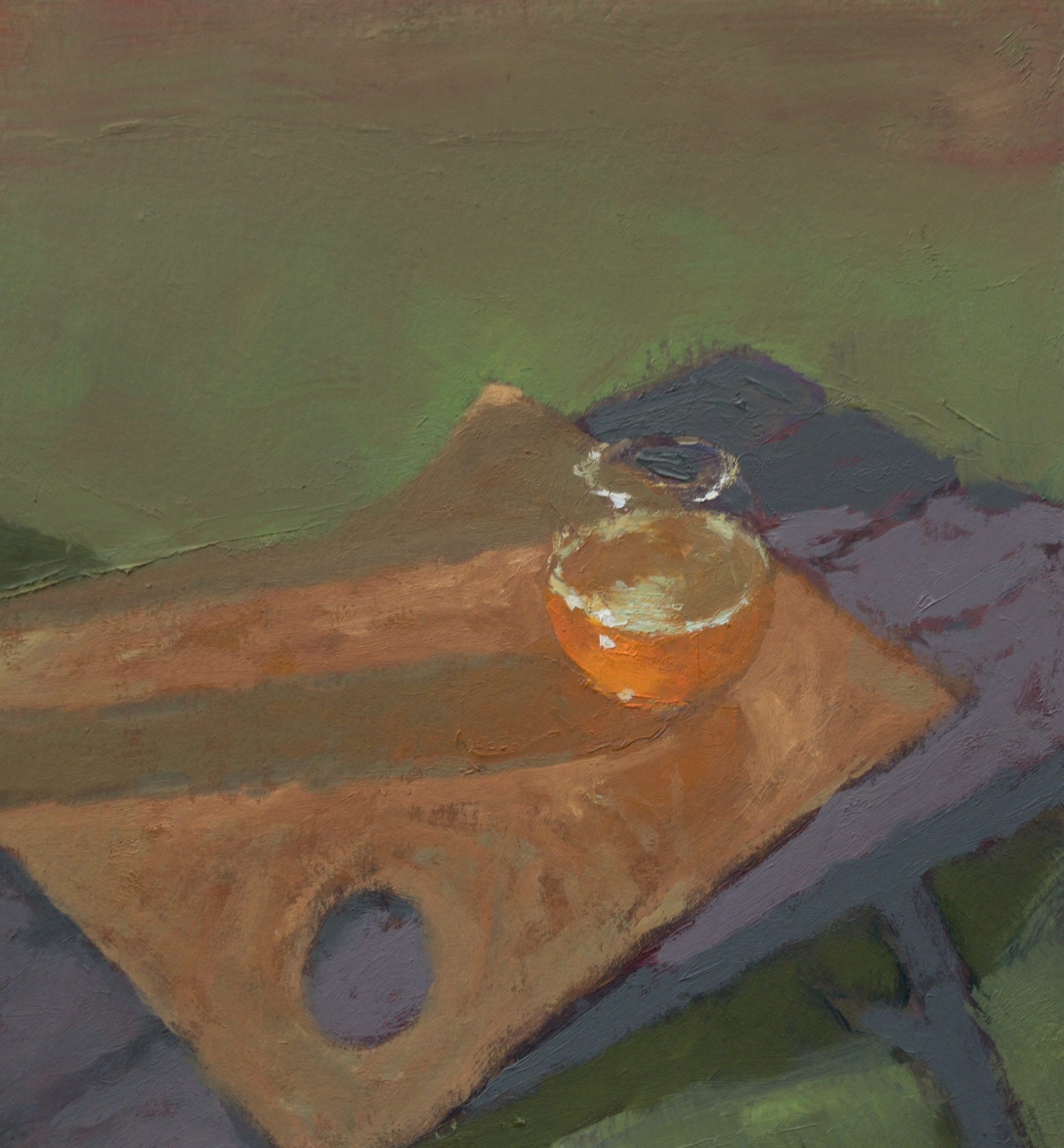 Still Life with Candle, 2021, 7x8, Oil on paper