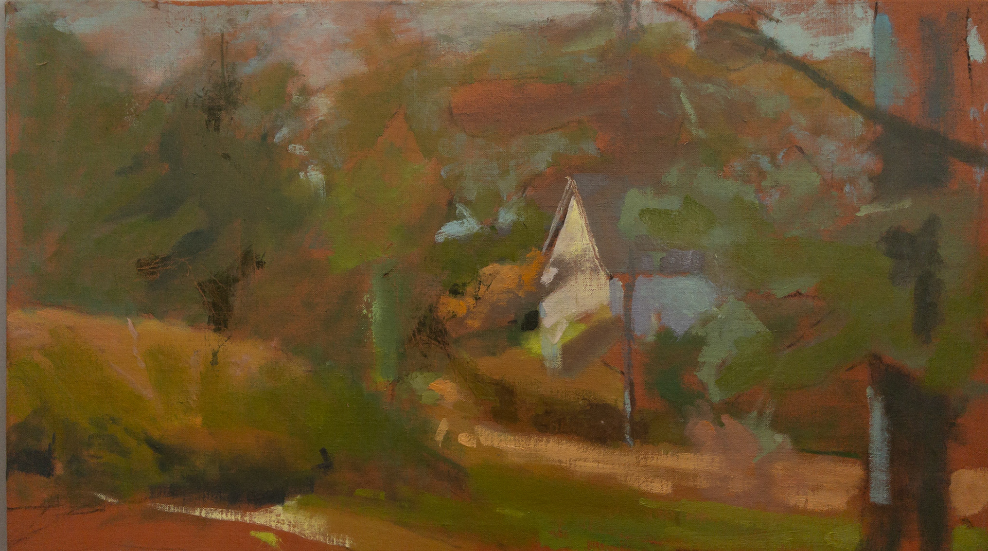 Barn, Sketch, 22x12, oil on linen, 2024 $550