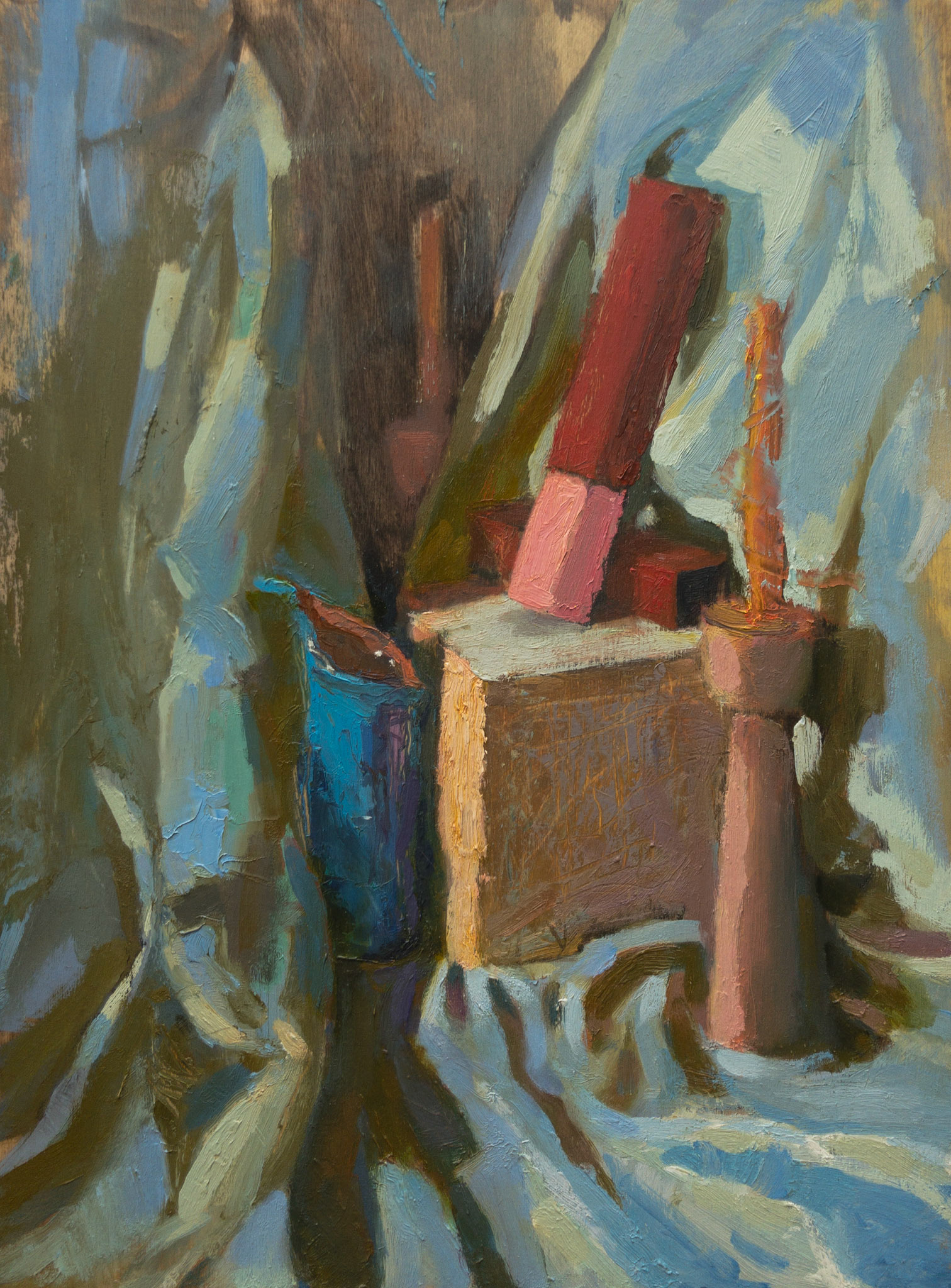Still Life with Candle, 2021, oil on panel, 9x12"