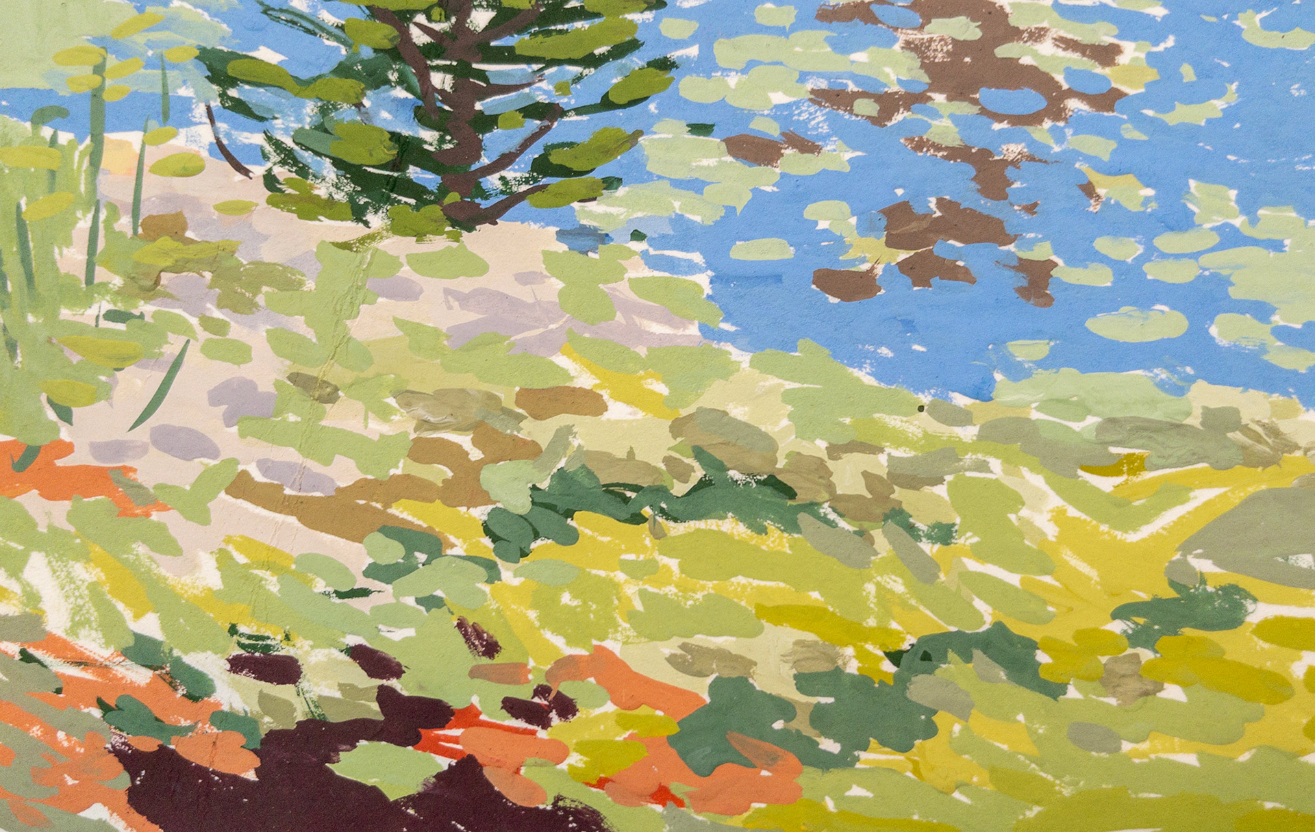 Saranac Impression, 7.5x4.75"", gouache, 2022