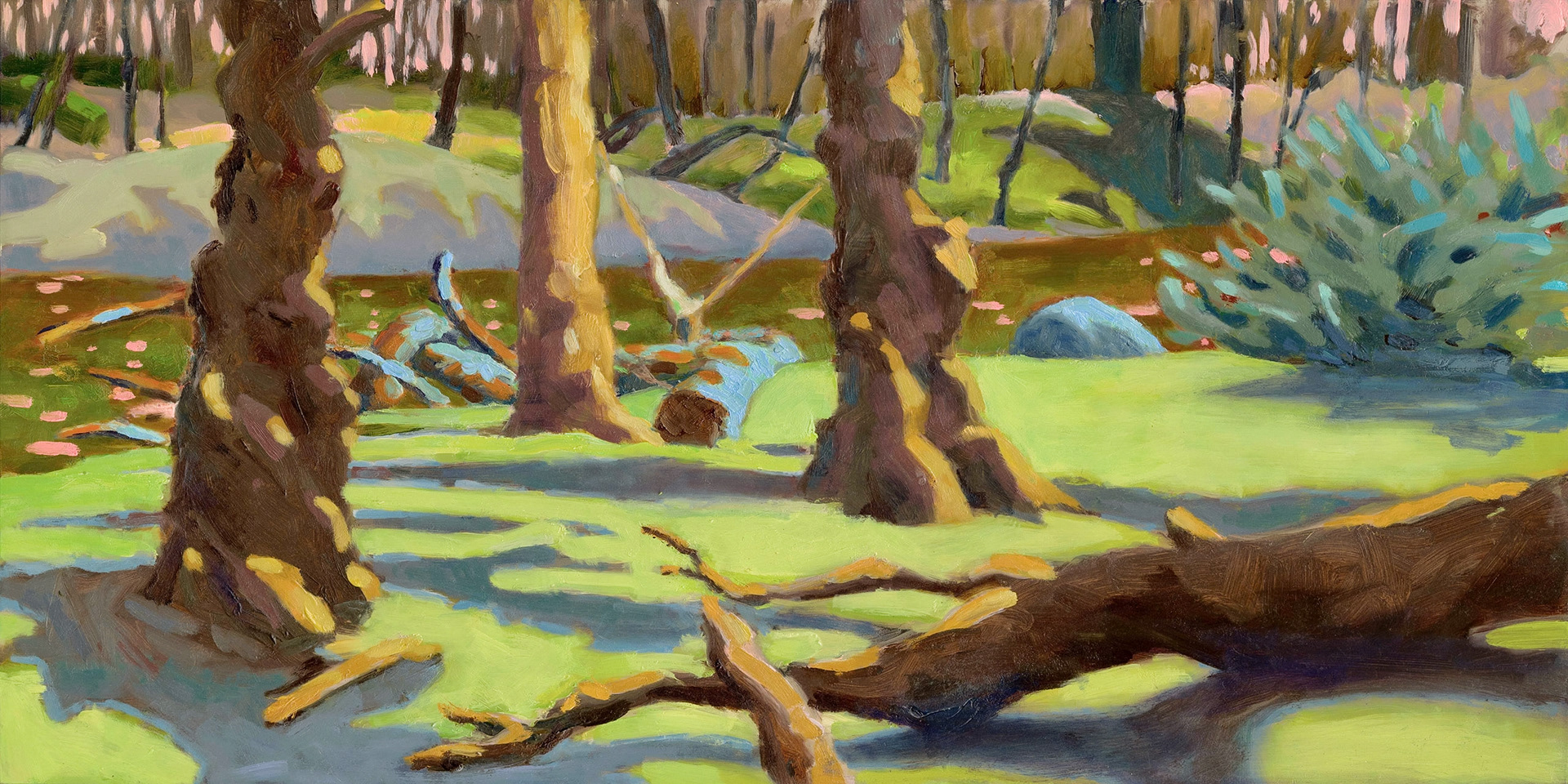 Fallen, Willows, 2021, oil on panel, 24x12"