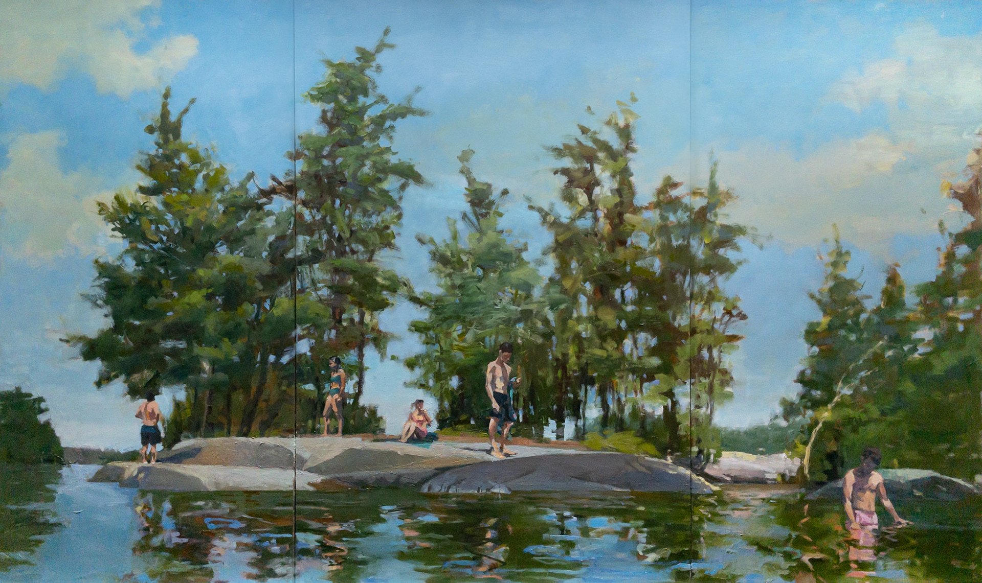Bluff Island Together and Alone, Scale is Place, oil on panel , 36x60" 2021