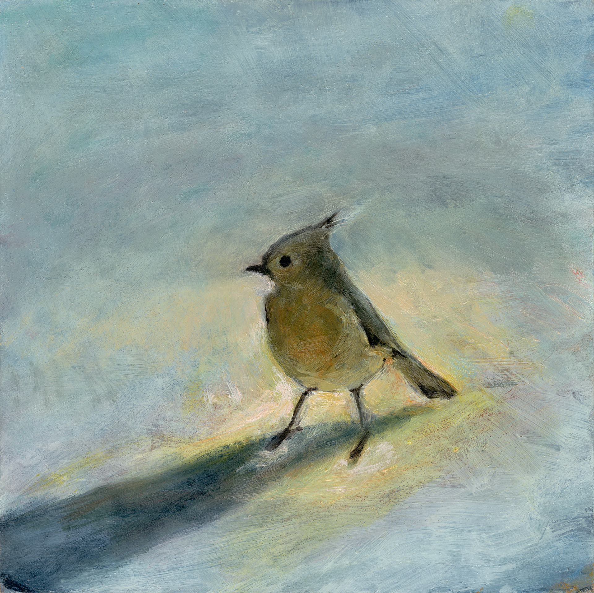 Titmouse, oil on panel, 8x8, 2018