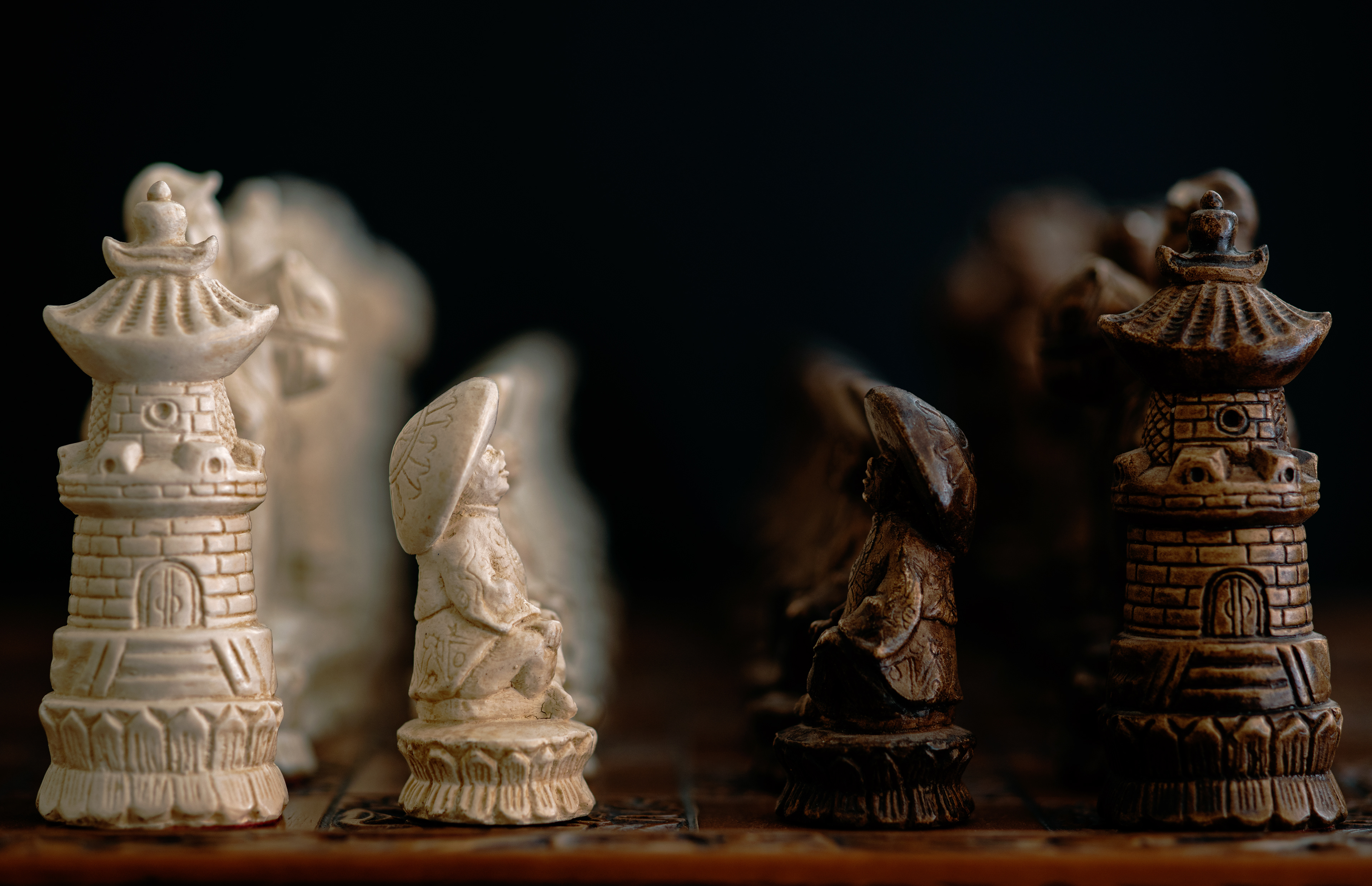 Chess set line up