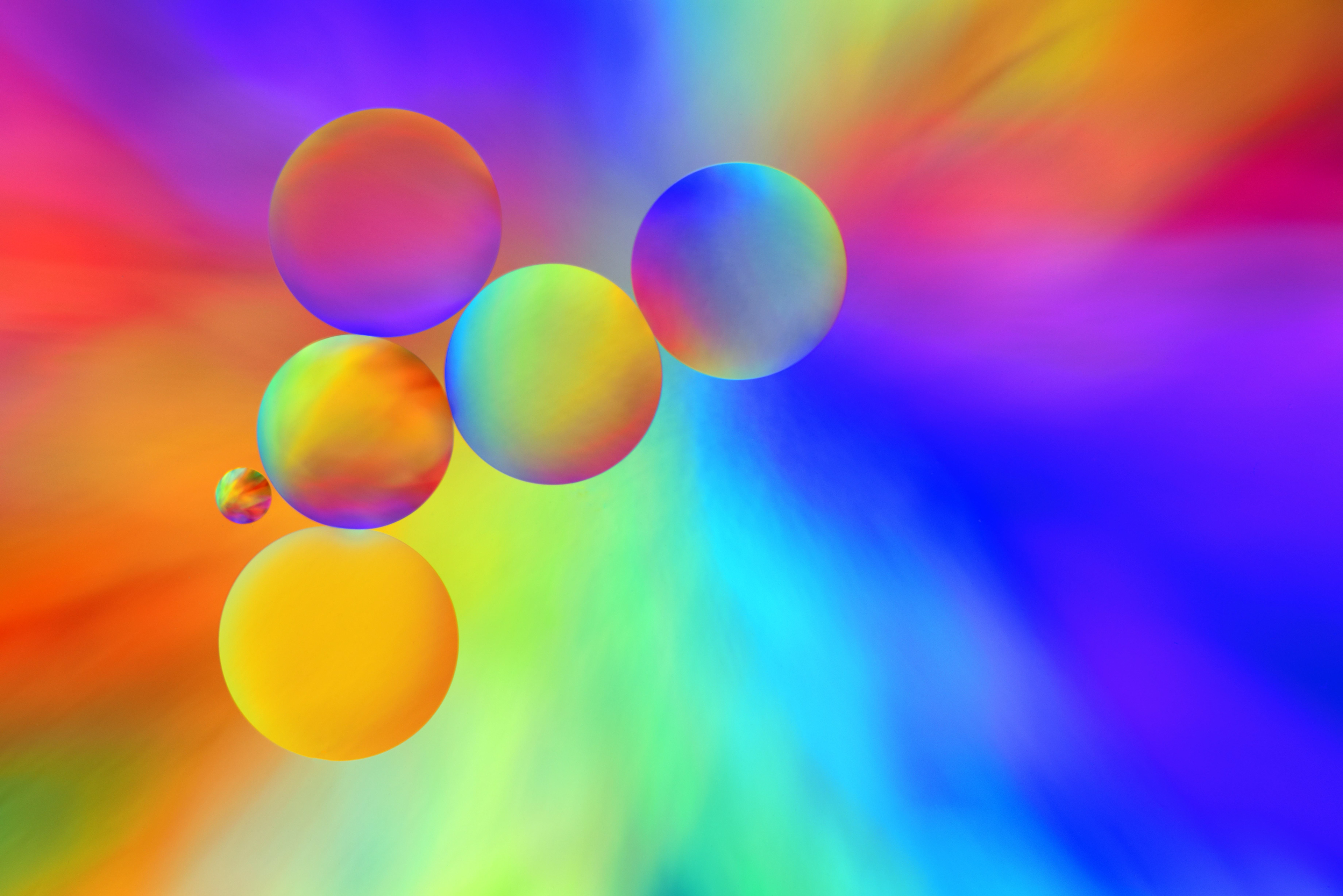 Oil droplets on the surface of water