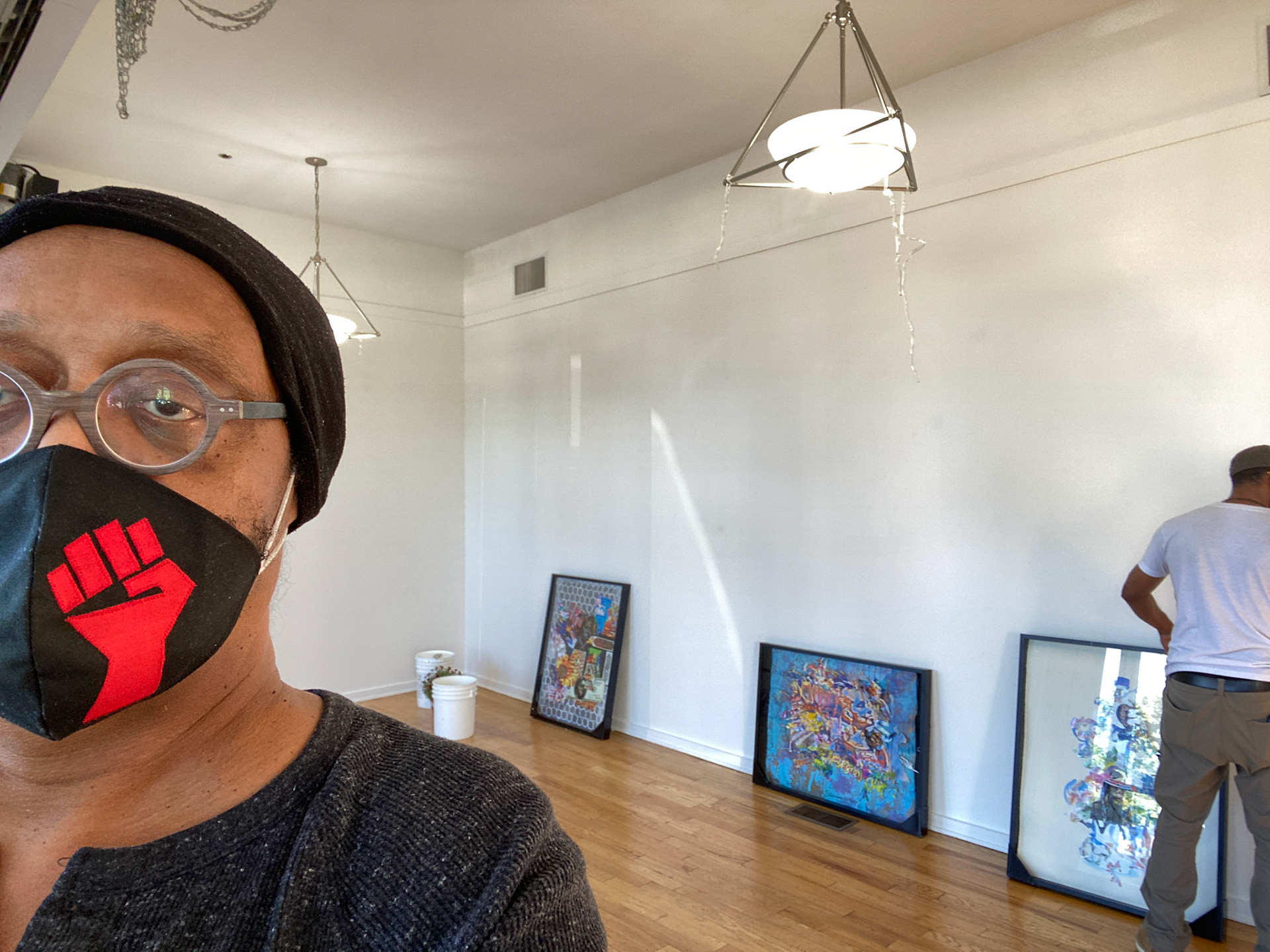 Hanging the work.