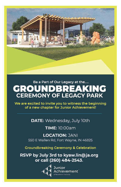 "Legacy Park Ground Breaking Invitation" Advertising / Promotional Design Junior Achievement of Northern Indiana © Anna Mishler 2024