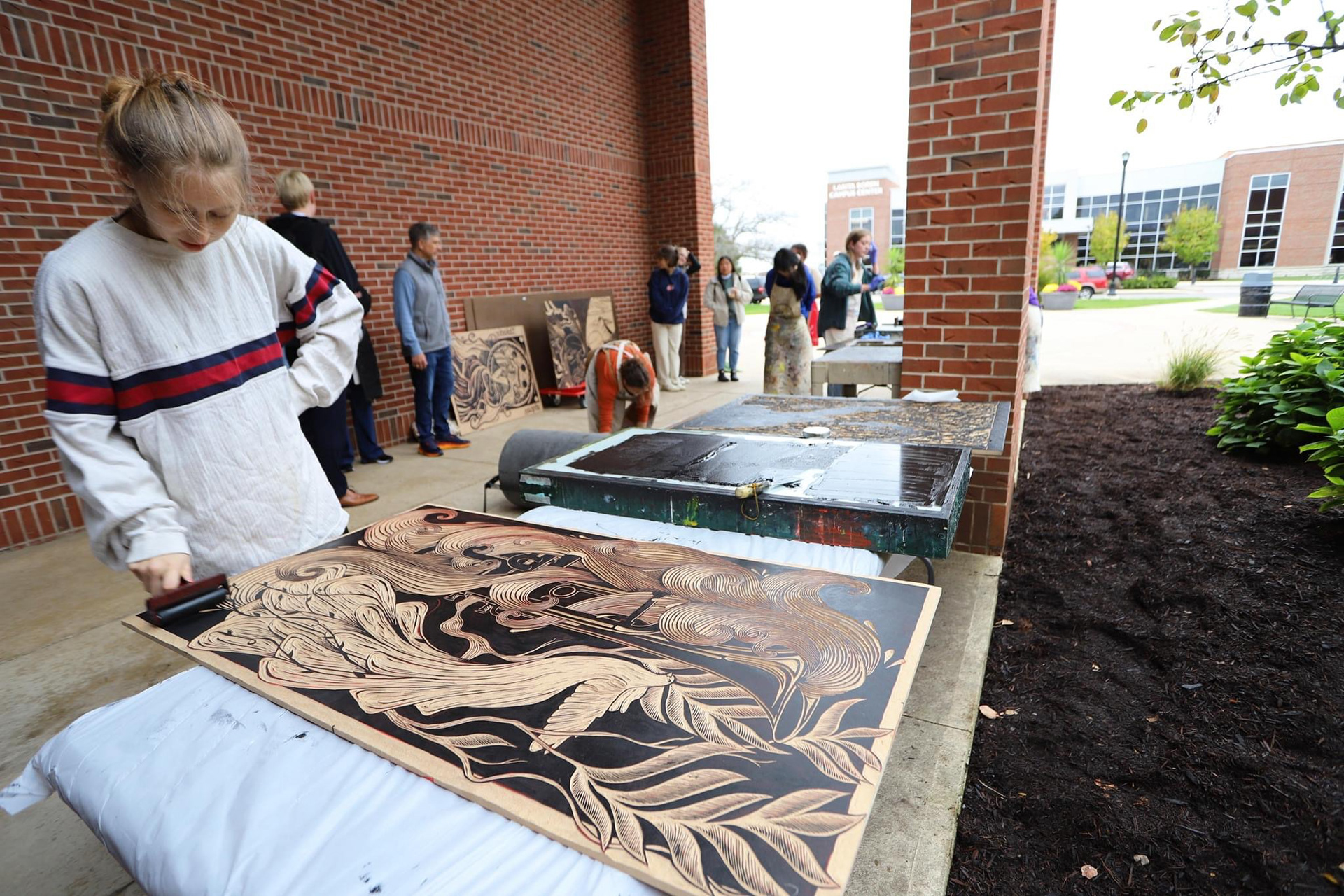 "Emergence" Relief Cut Block - This is an image of me getting ready to print.