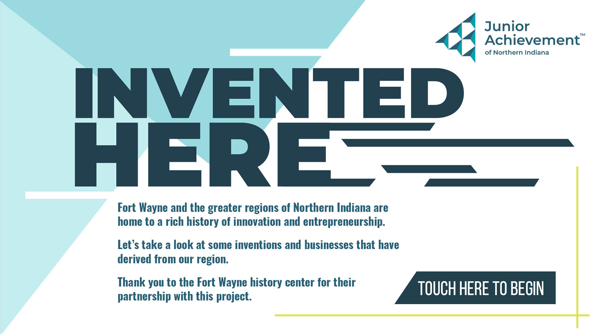"Invented Here Powerpoint" Layout & Design Junior Achievement of Northern Indiana © Anna Mishler 2024