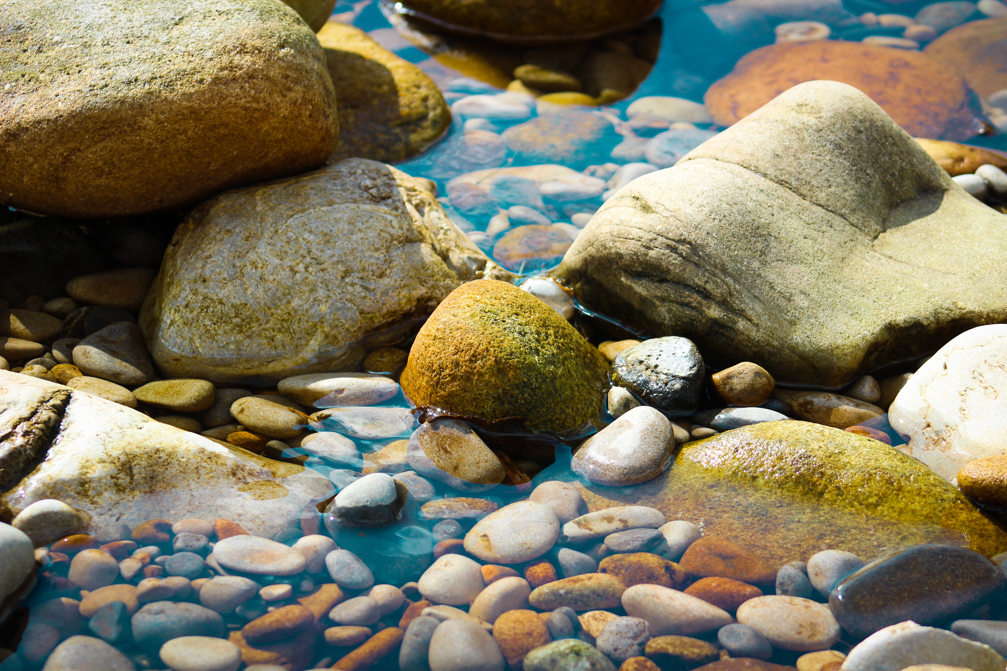 Pebbles in the stream, Bolton Abbey, North Yorkshire. August 2020.