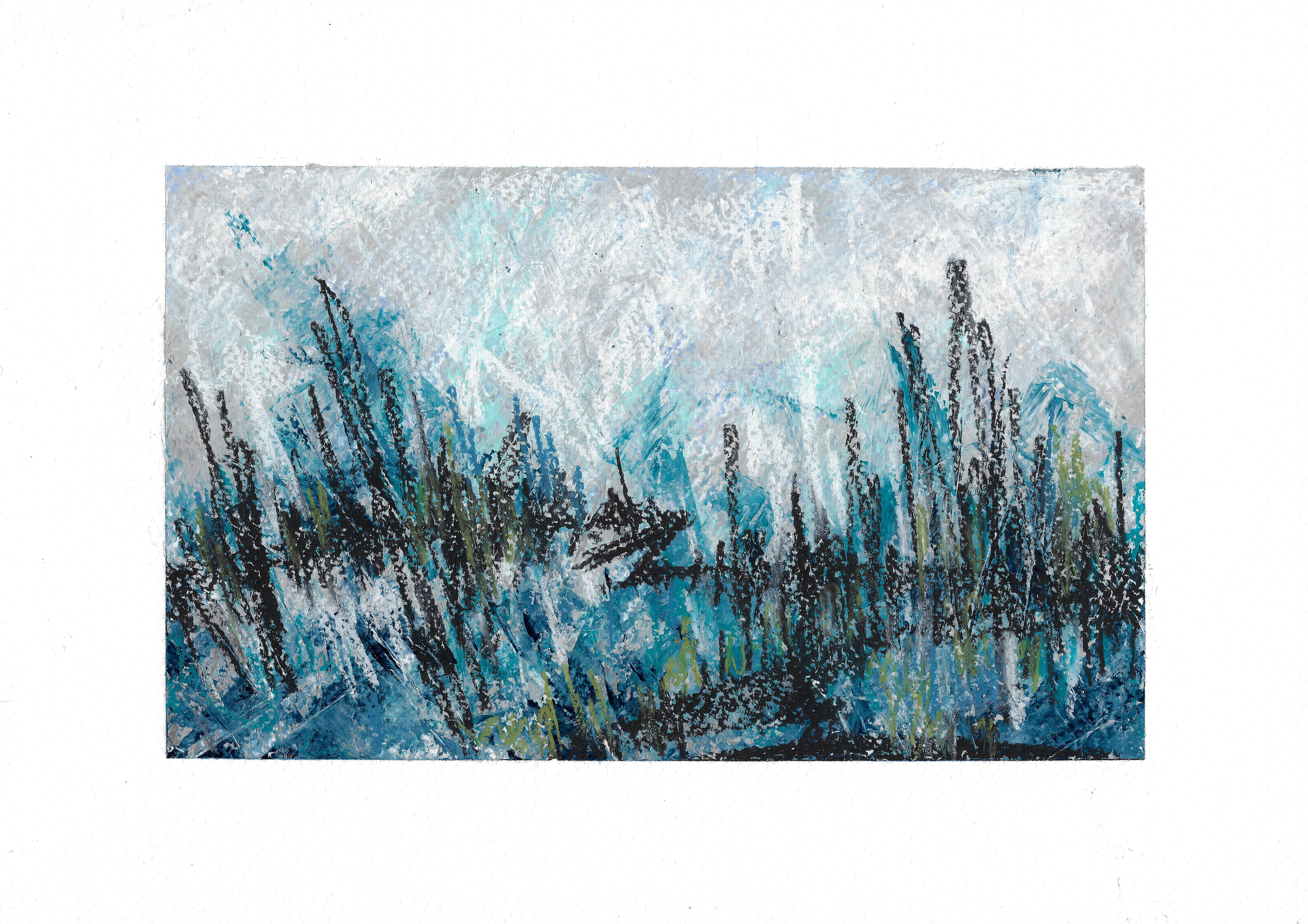 Grasscape No. 2, 42cm x 33cm, Acrylics and Oil Pastels on Watercolour Paper