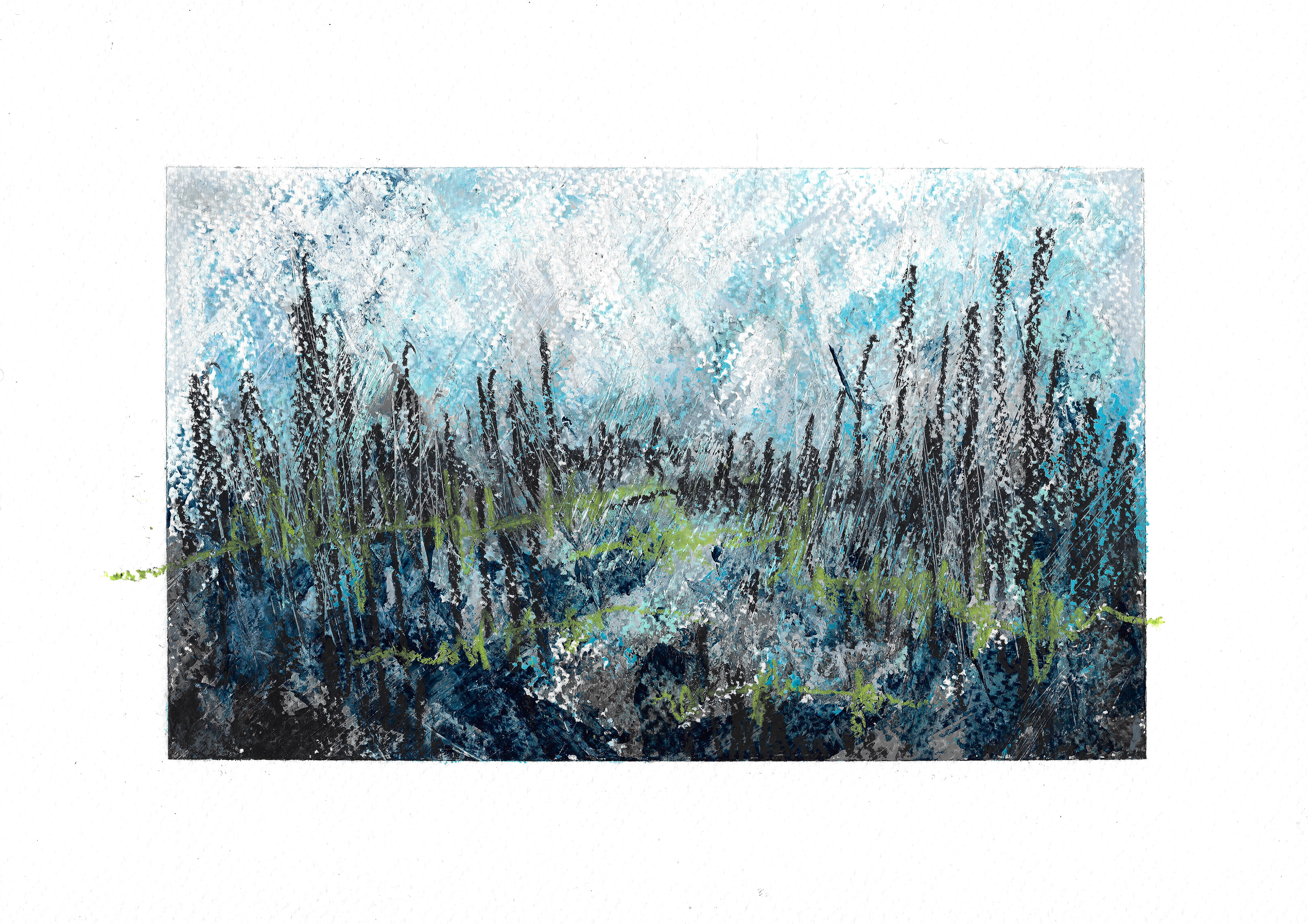 Grasscape No. 3, 42cm x 33cm, Acrylics and Oil Pastels on Watercolour Paper