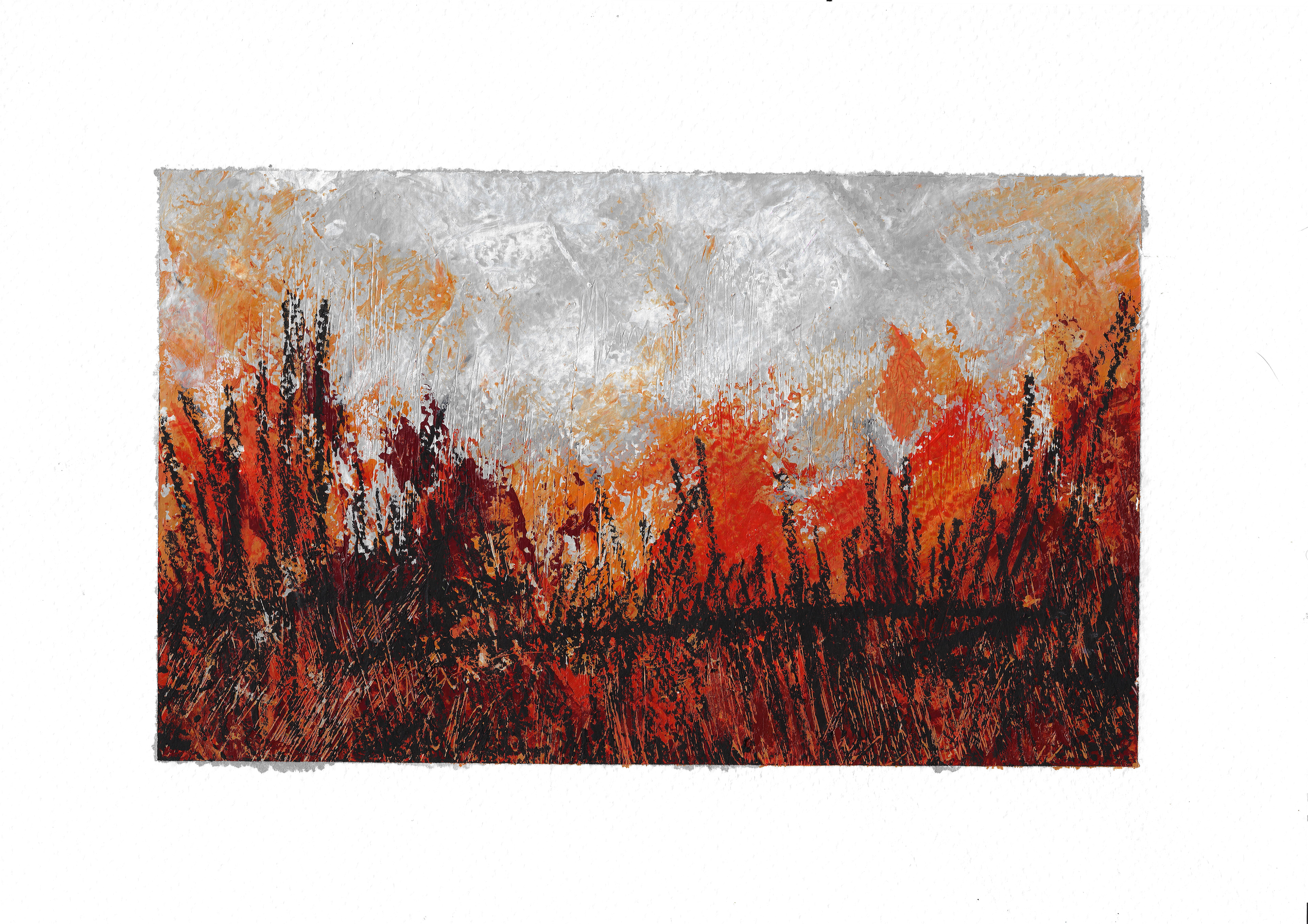 Grasscape No. 4, 42cm x 33cm, Acrylics and Oil Pastels on Watercolour Paper