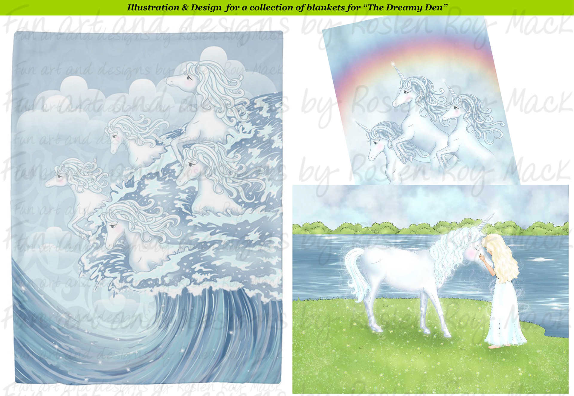 Graphic Design and Illustration of a collection of blankets for the "Dreamy Den"