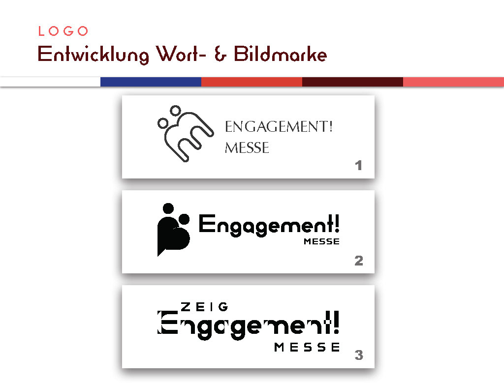 Logo Entwicklung Wort und Bildmarke. 3 Varianten