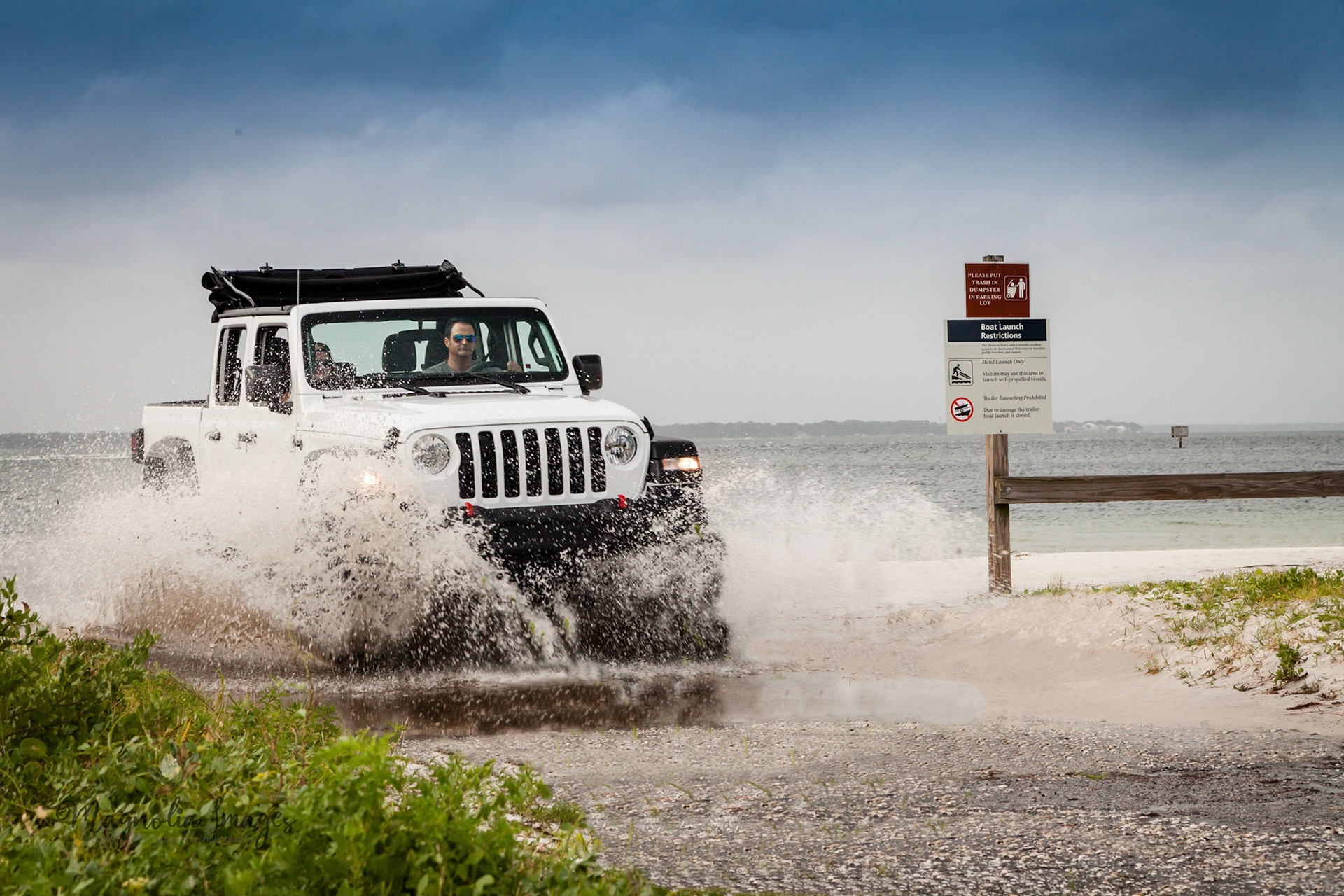 The Jeep Gladiator making a splashy entrance