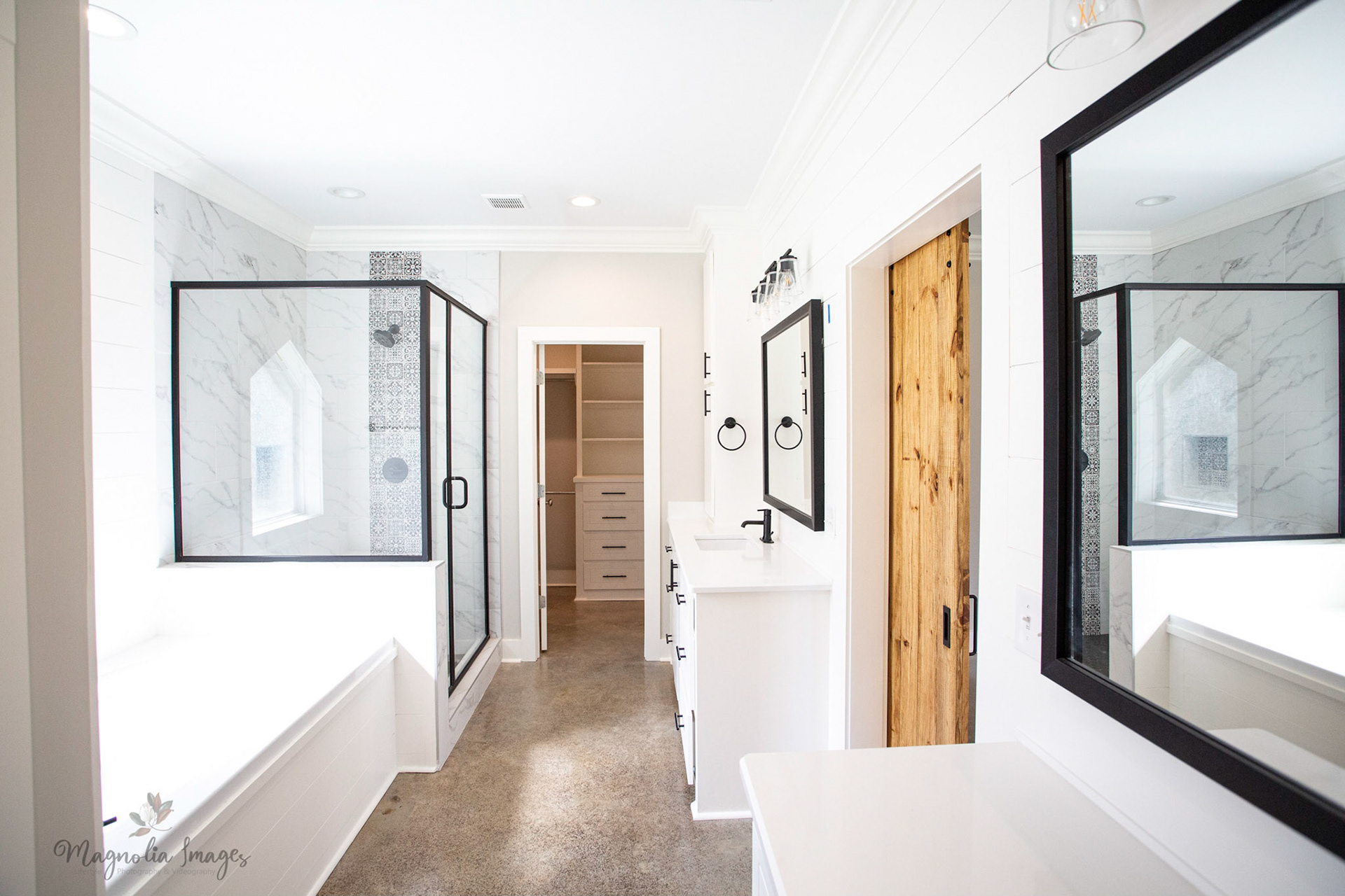 Master bathroom with adjoining master closet