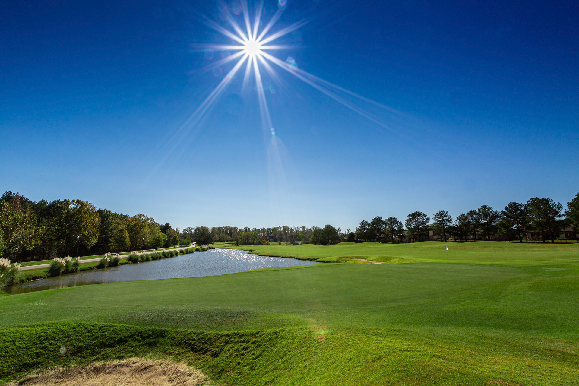 Sun-drenched fairway of No. 16