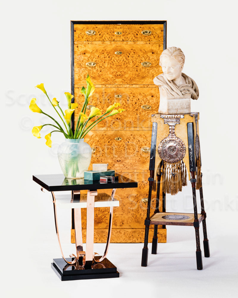 Art Deco collectables and furniture for dealer promotion.