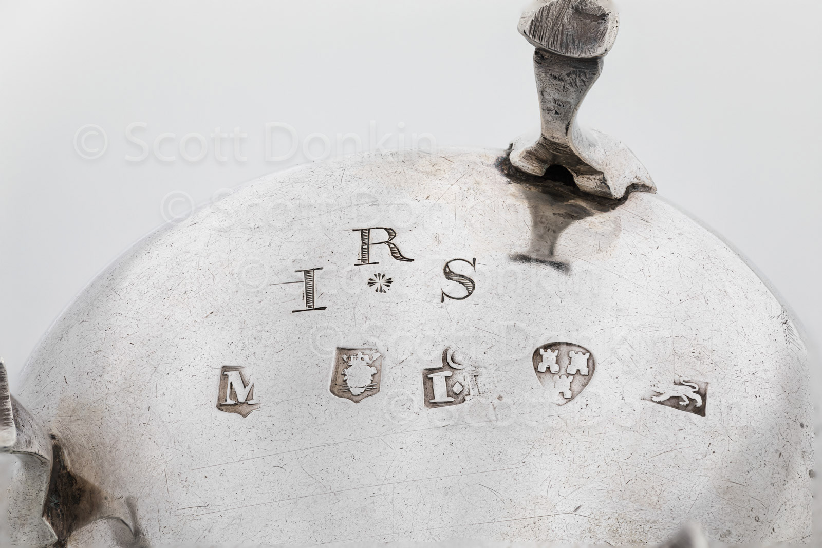 Detail antique silver hallmarks for catalogue.
