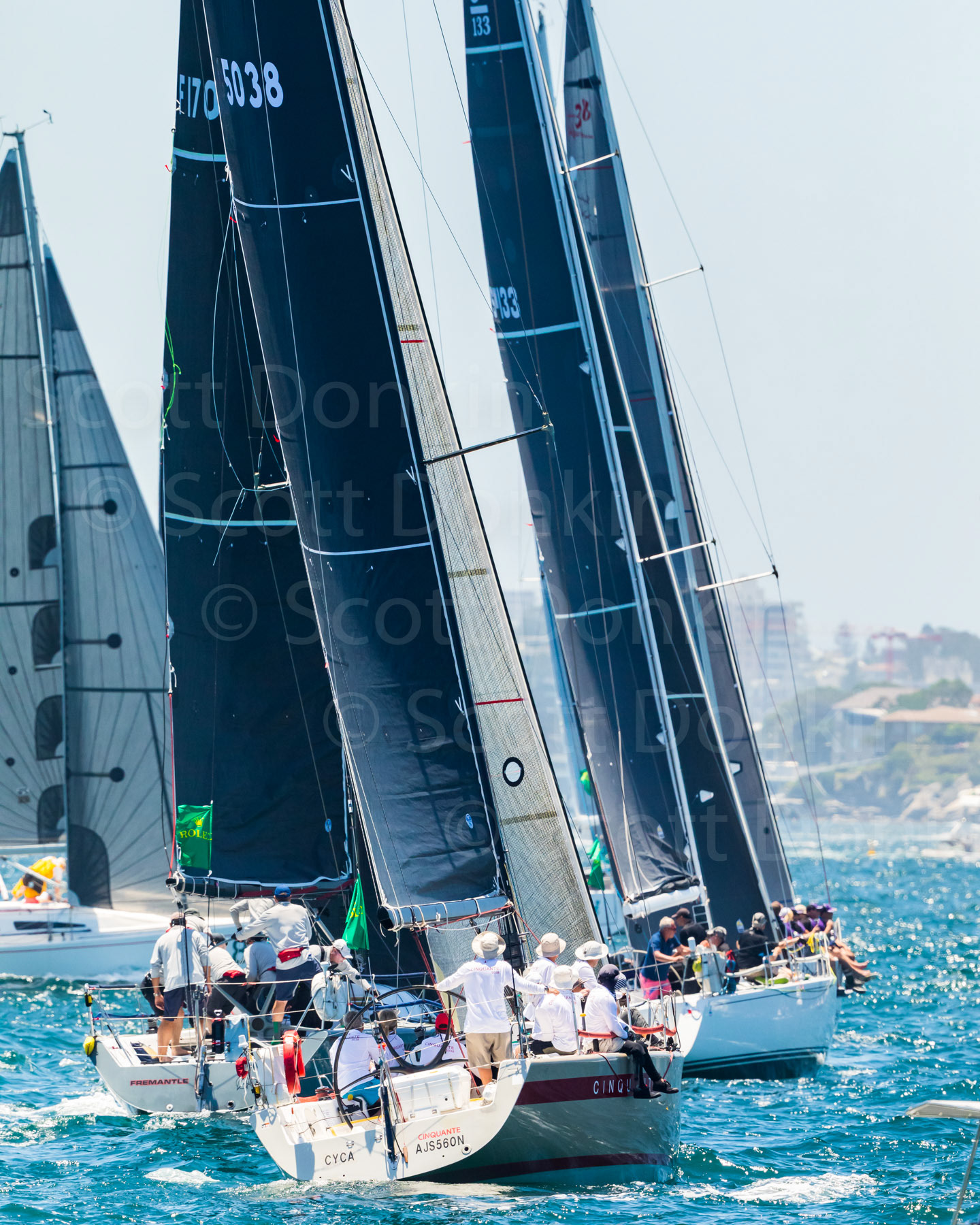 SYDNEY HARBOUR, NSW, AUSTRALIA - 26 December 2018: The start of the Sydney to Hobart Yacht race.