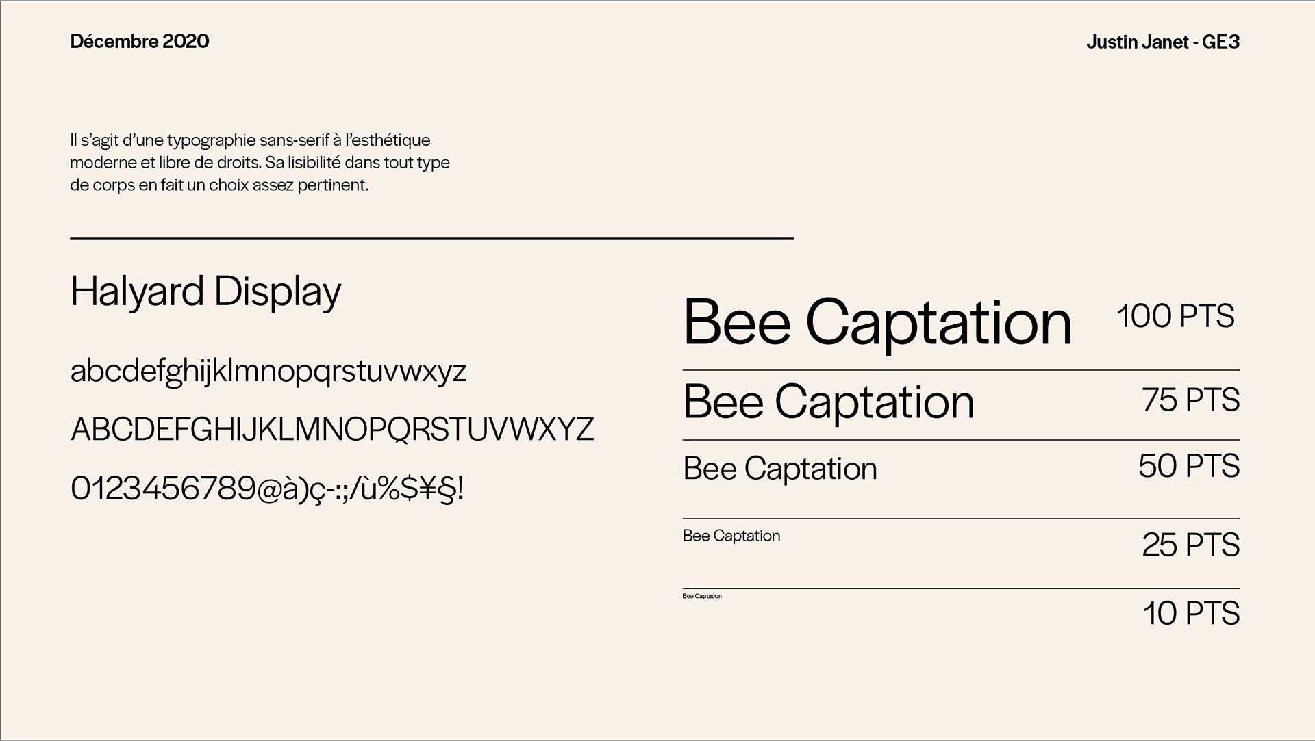 Extrait de la charte graphique - partie typographie