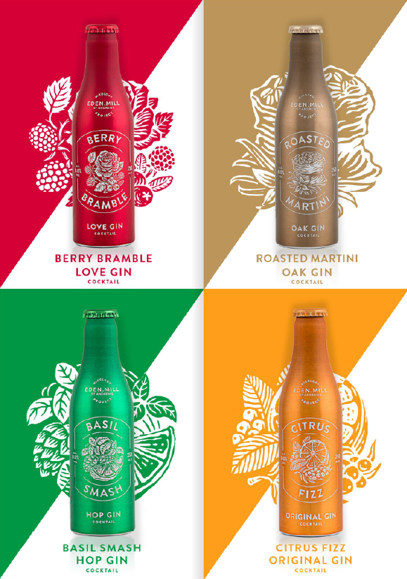 Product images designed for Gin bar menus in Murrayfield and multiple restaurants