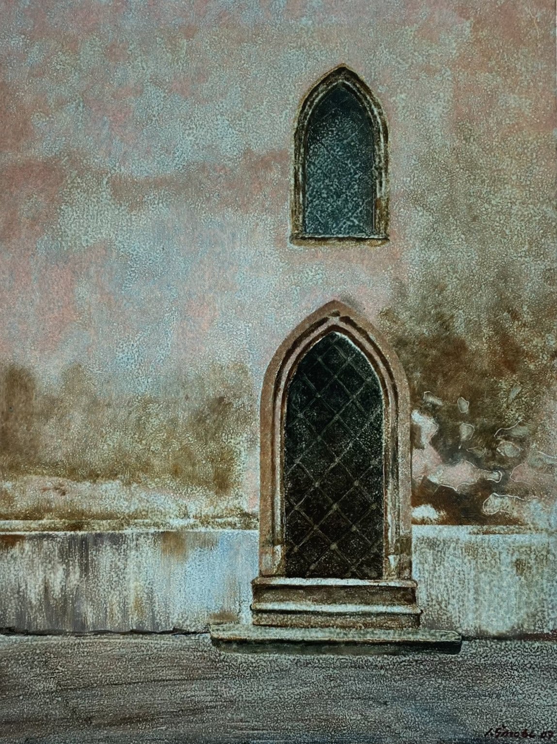 St. Hastal Church, 2007, oil on hardboard, 45 × 60 cm