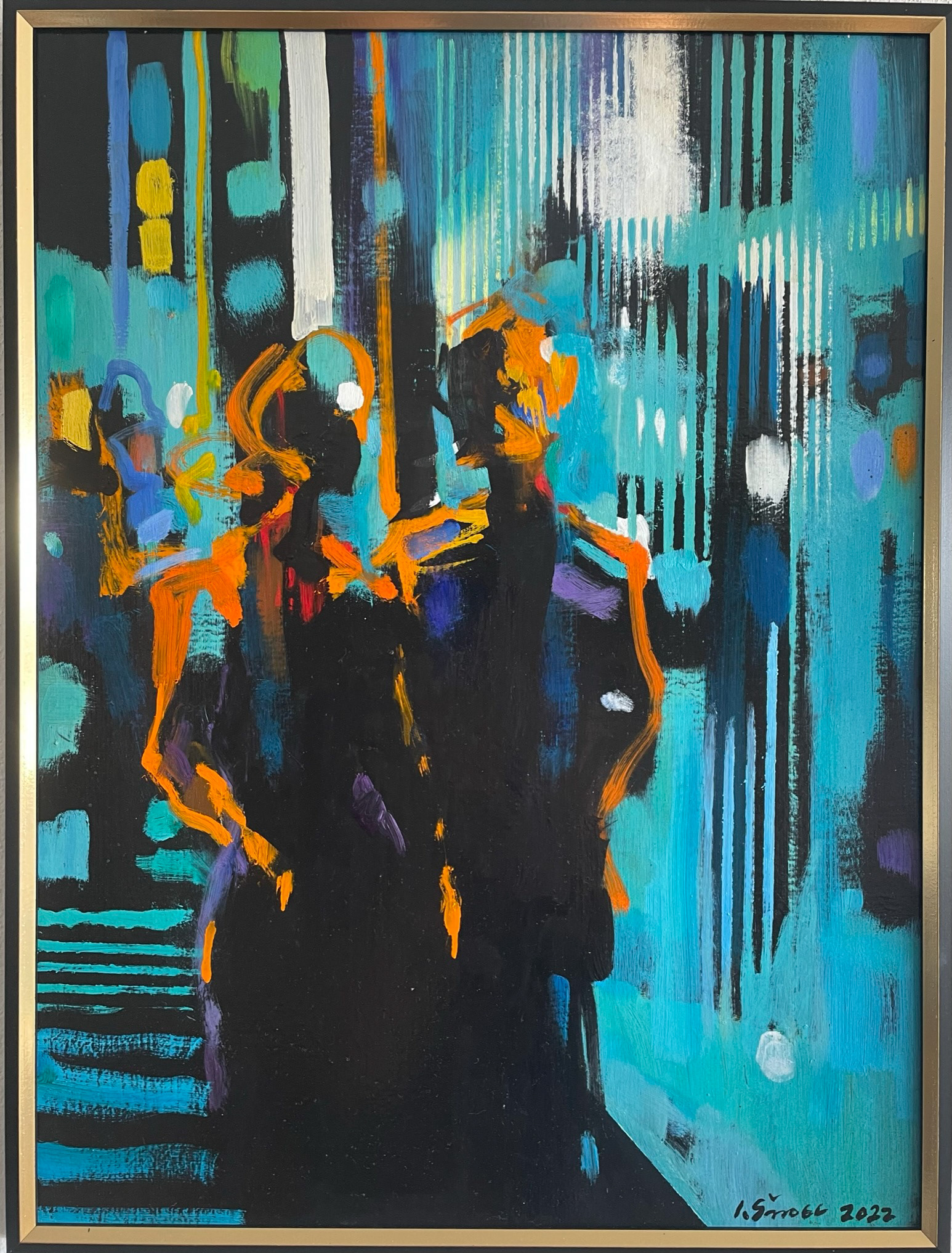 Night Talks, 2022, oil on canvas, 45 × 60 cm