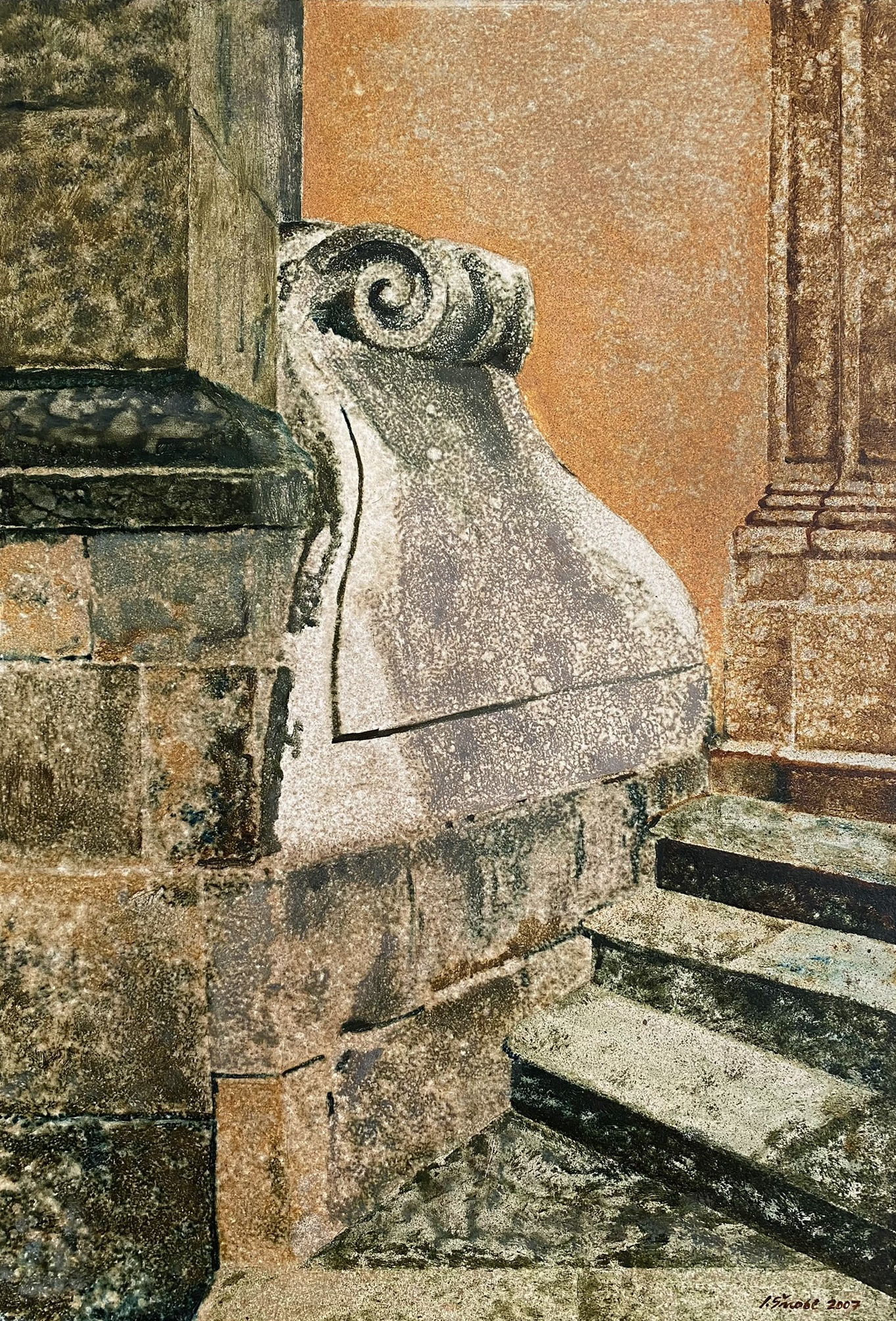 The Stairs of St. Jilji, 2007, oil on hardboard, 48 × 70 cm