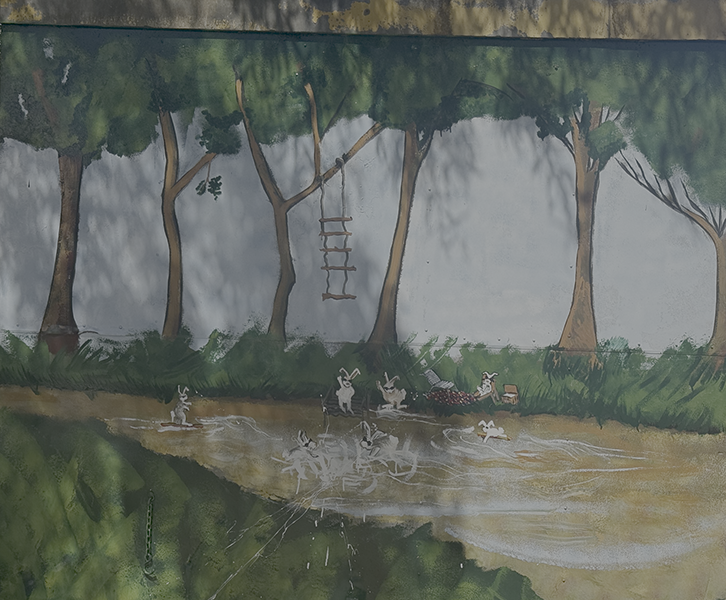 Painting on an old caravan