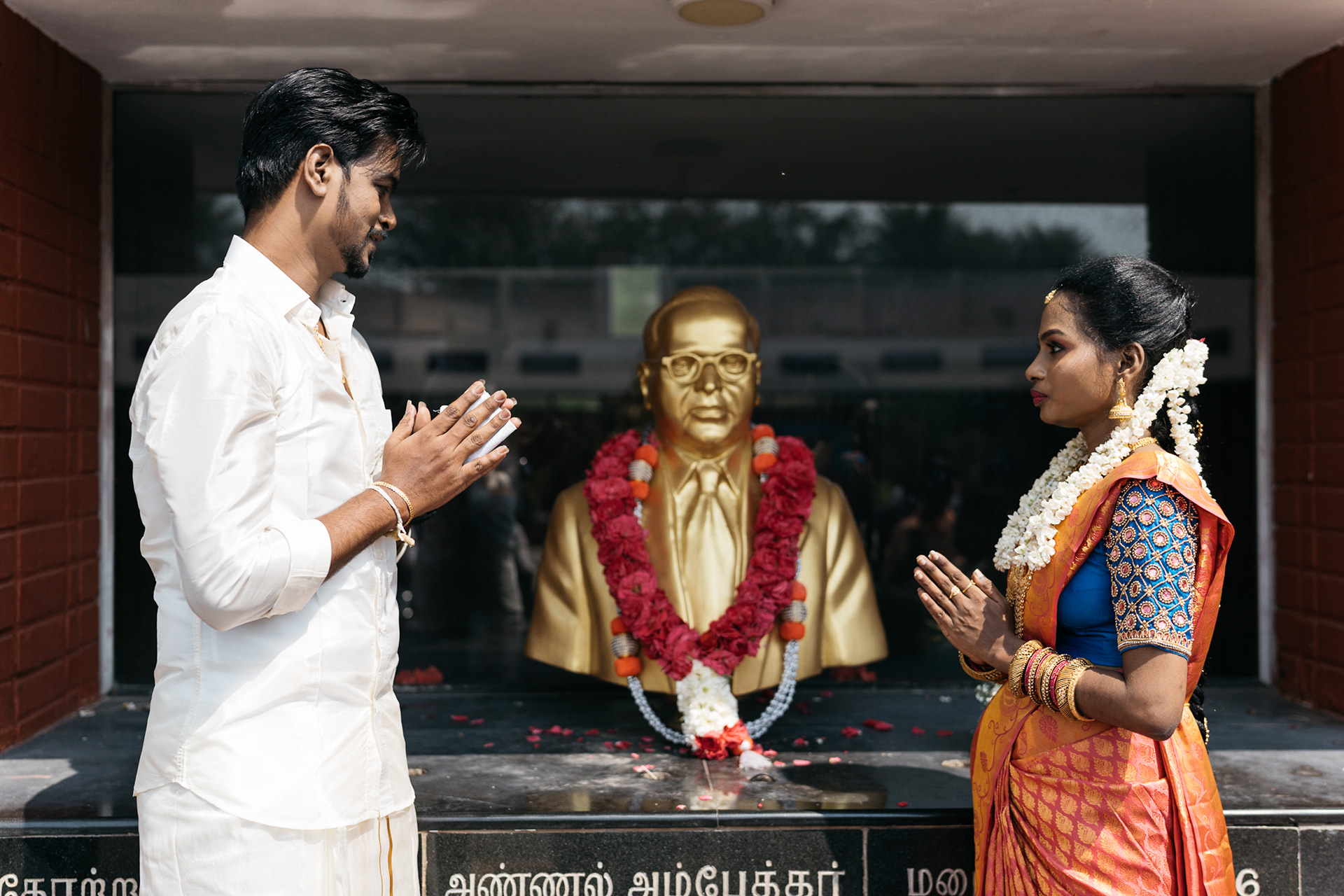 Couple take blessings from Dr Ambedkar