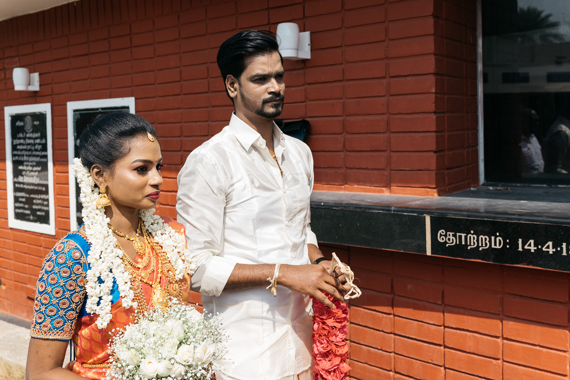 The couple get ready for the wedding