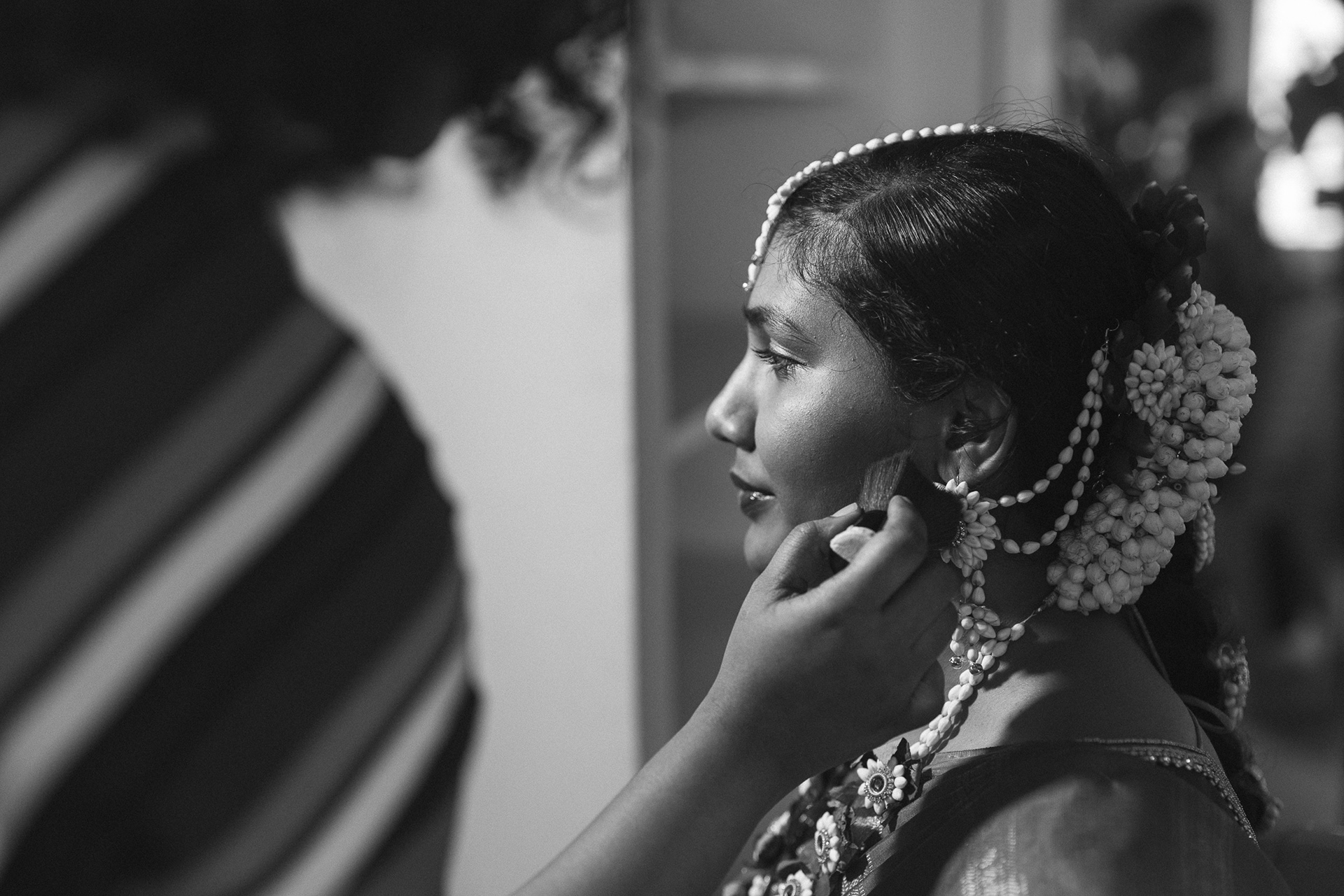 Bride getting ready for wedding