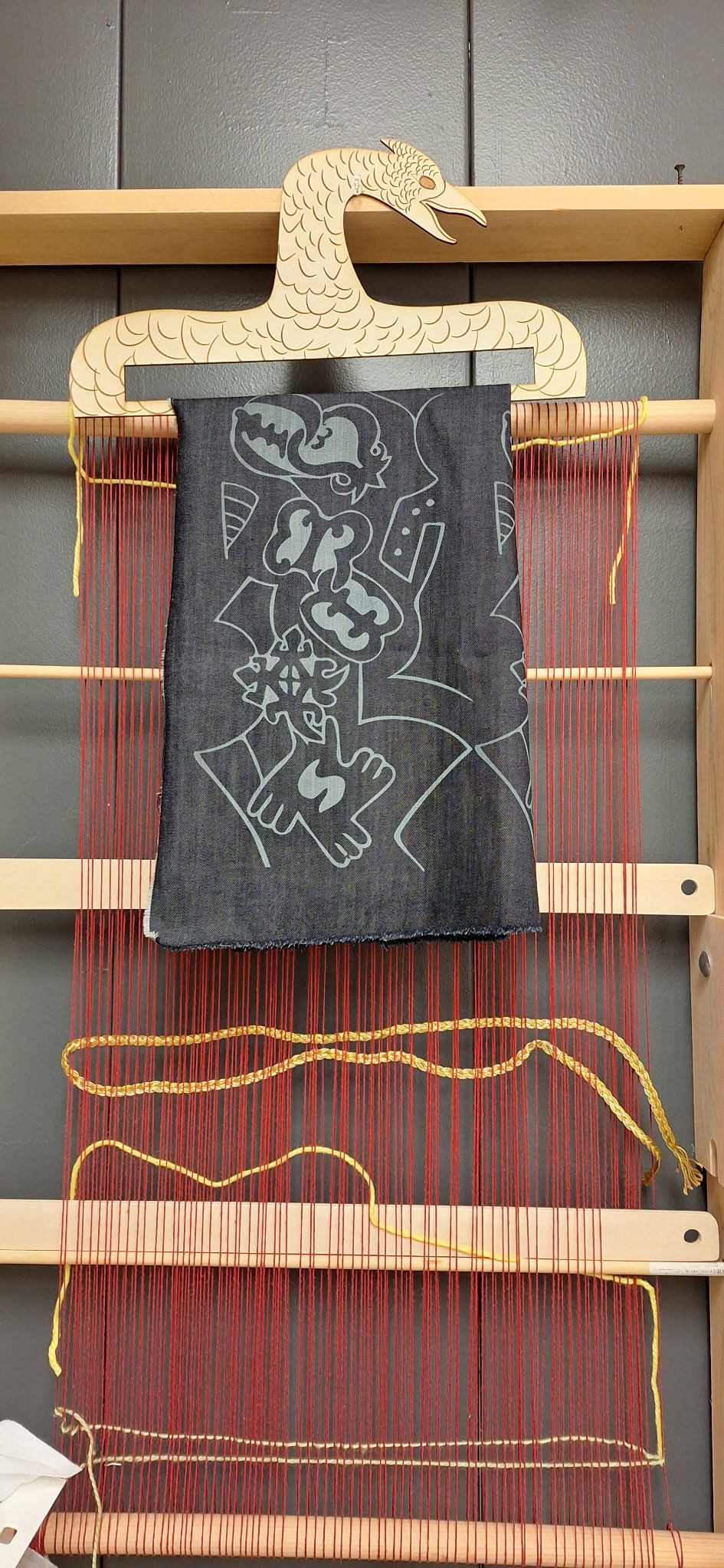 Lazer engraved denim on hanger