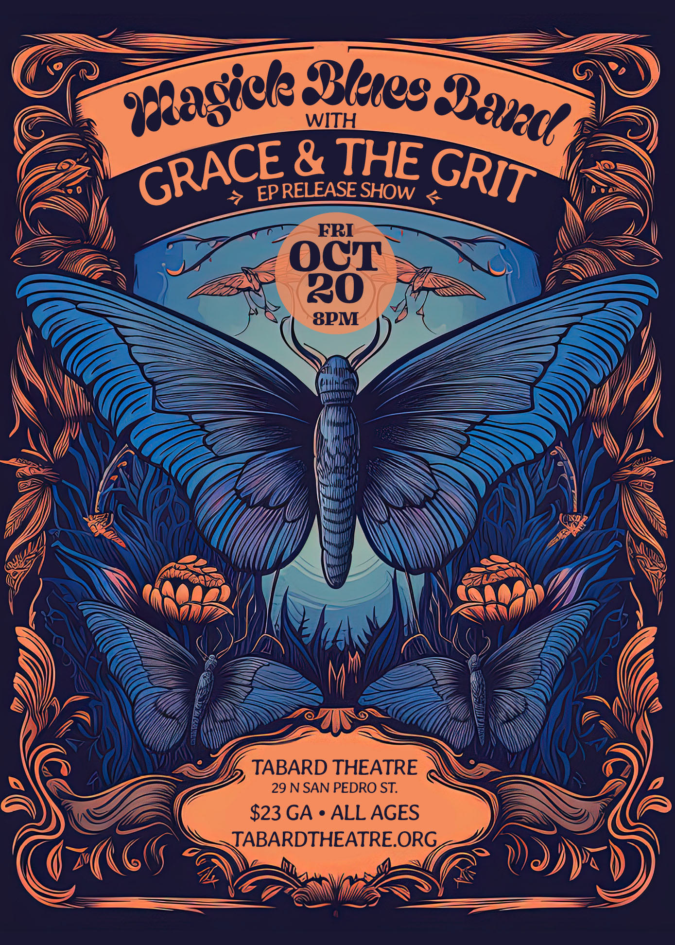 GRACE & THE GRIT poster for their CD release concert with Magick Blues Band at Tabard Theatre in San Jose