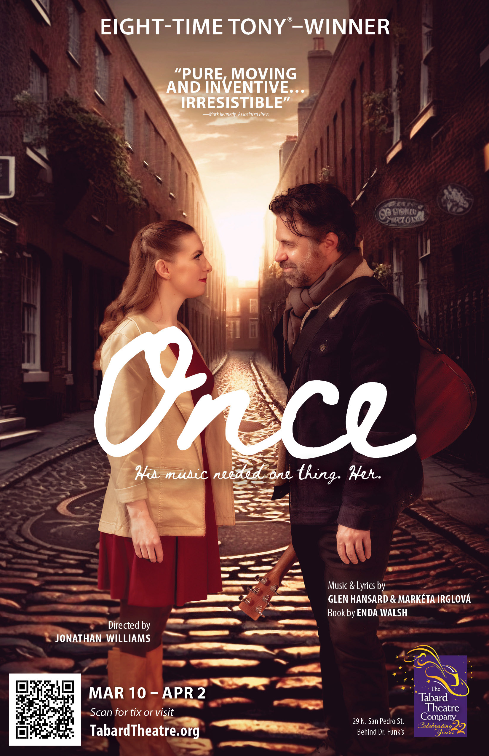 Poster for Once at Tabard Theatre in San Jose, February 2023