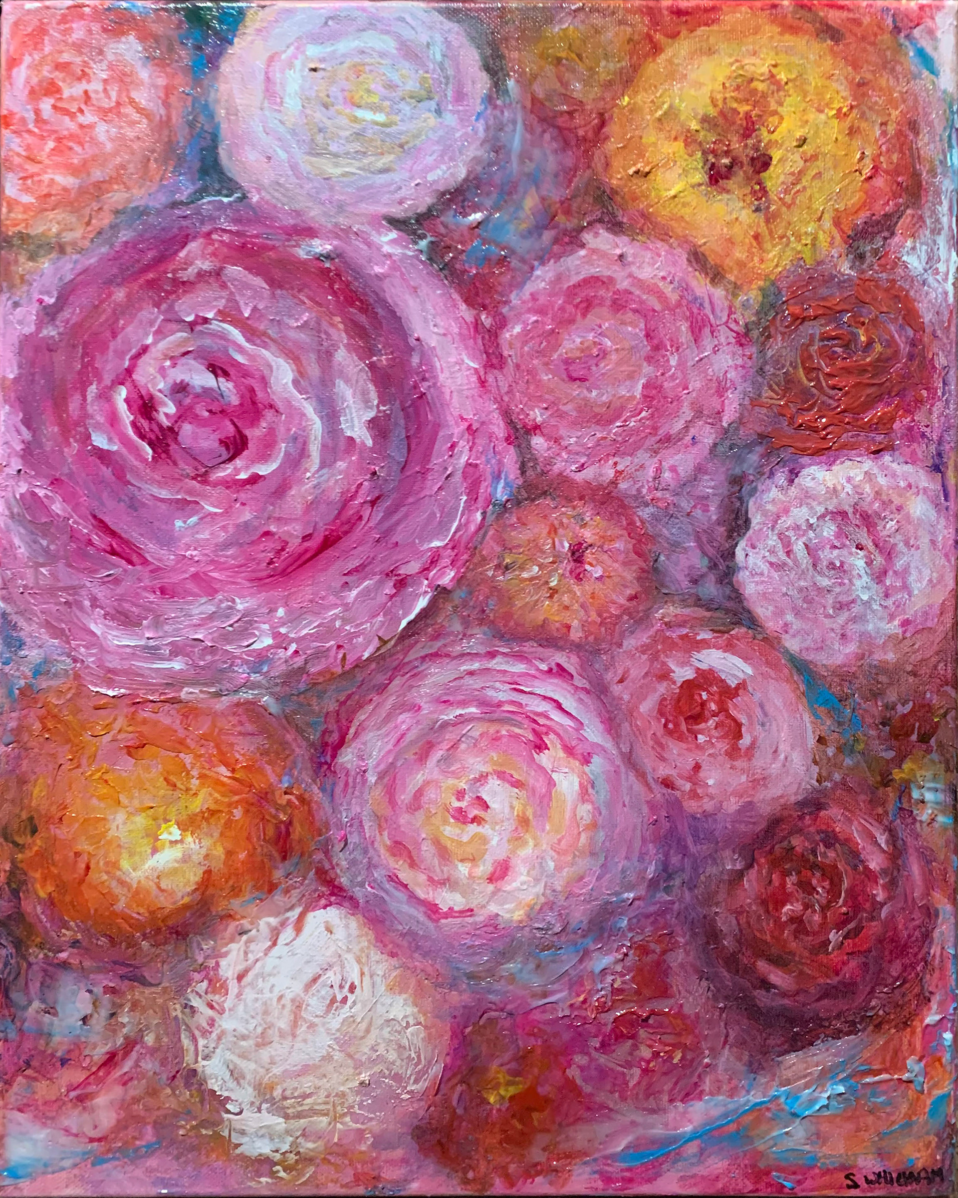 "Peonies" 2024 16"x20" Acrylic on Canvas $225