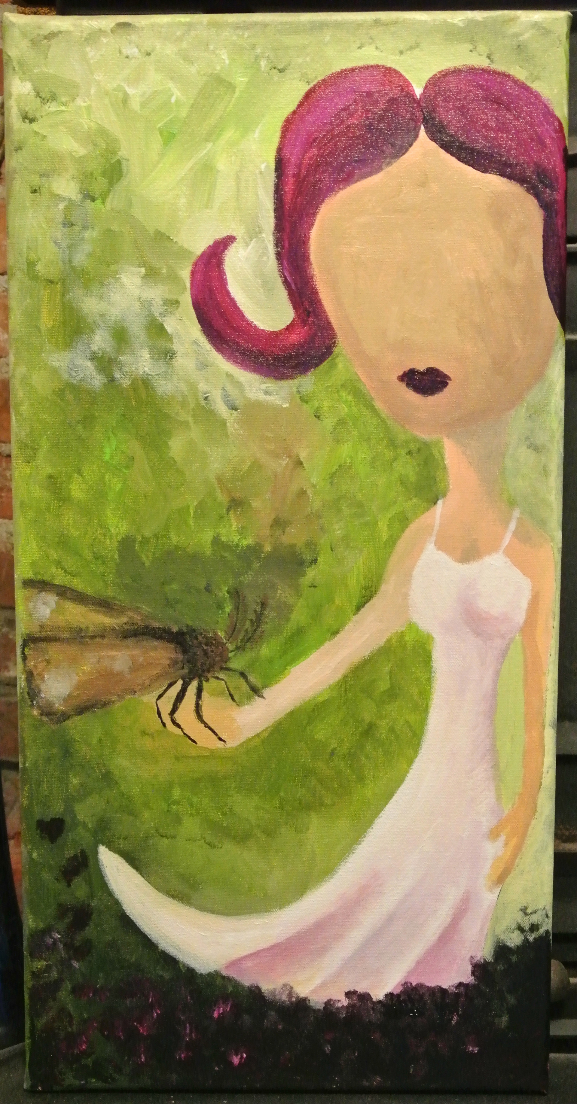 "Moth Girl" 2013 12x24 Acrylic on Canvas