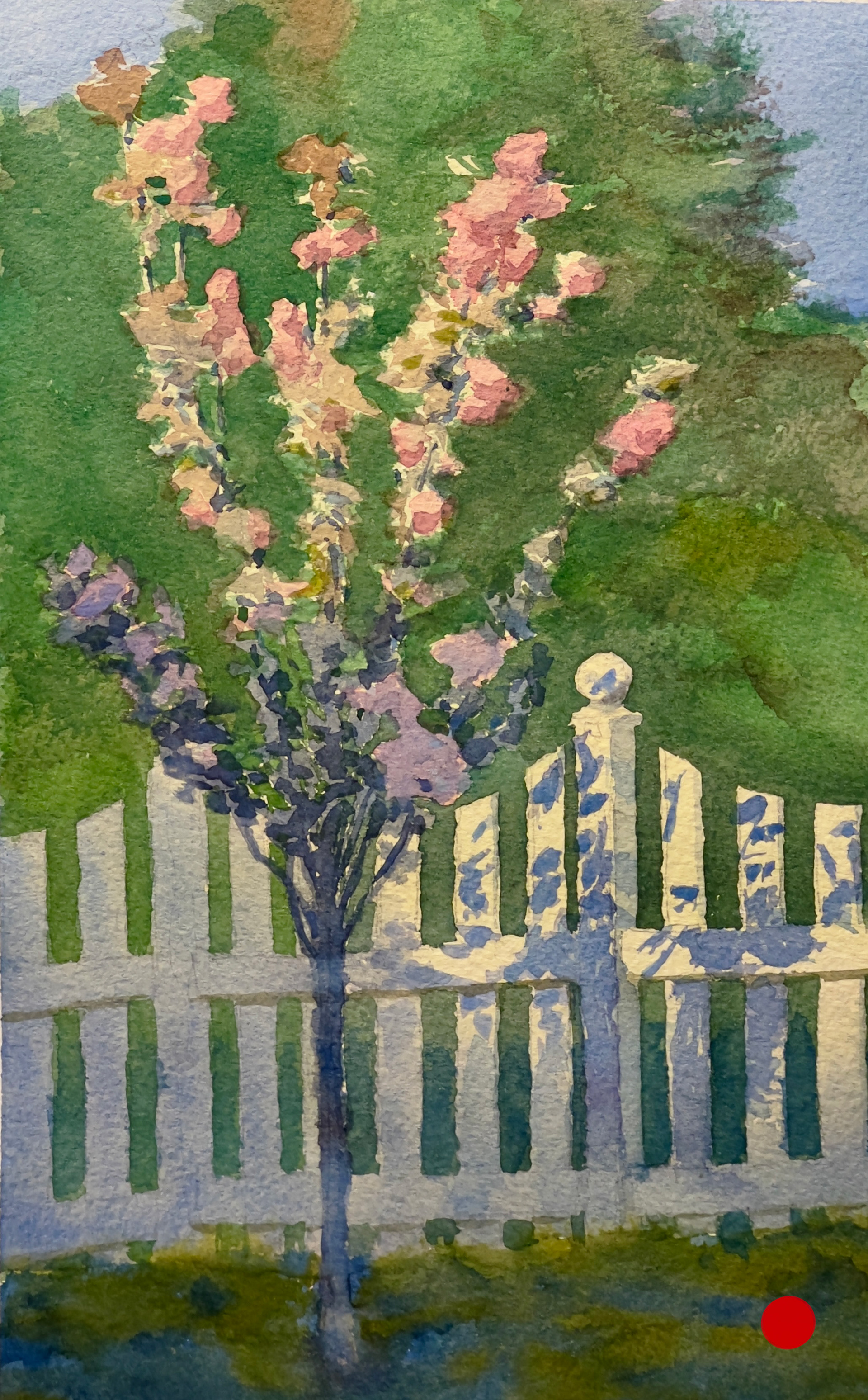 *Sold* “Golden Hour Cherry Blossoms”, Watercolor on Paper, 7" x 11 1/8"