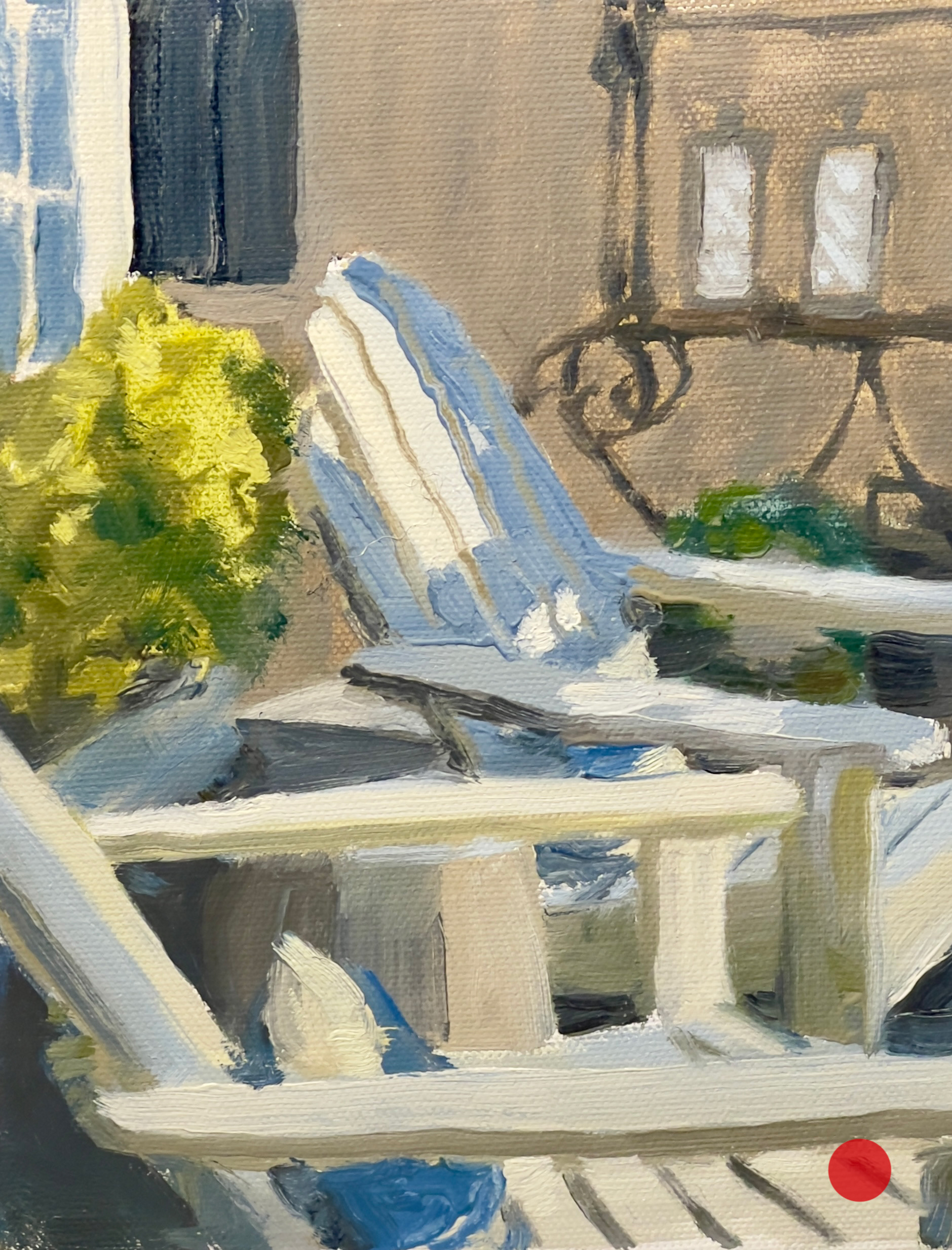 *Sold* “Porch Adirondacks”, Oil on Canvas Panel, 6" x 8"