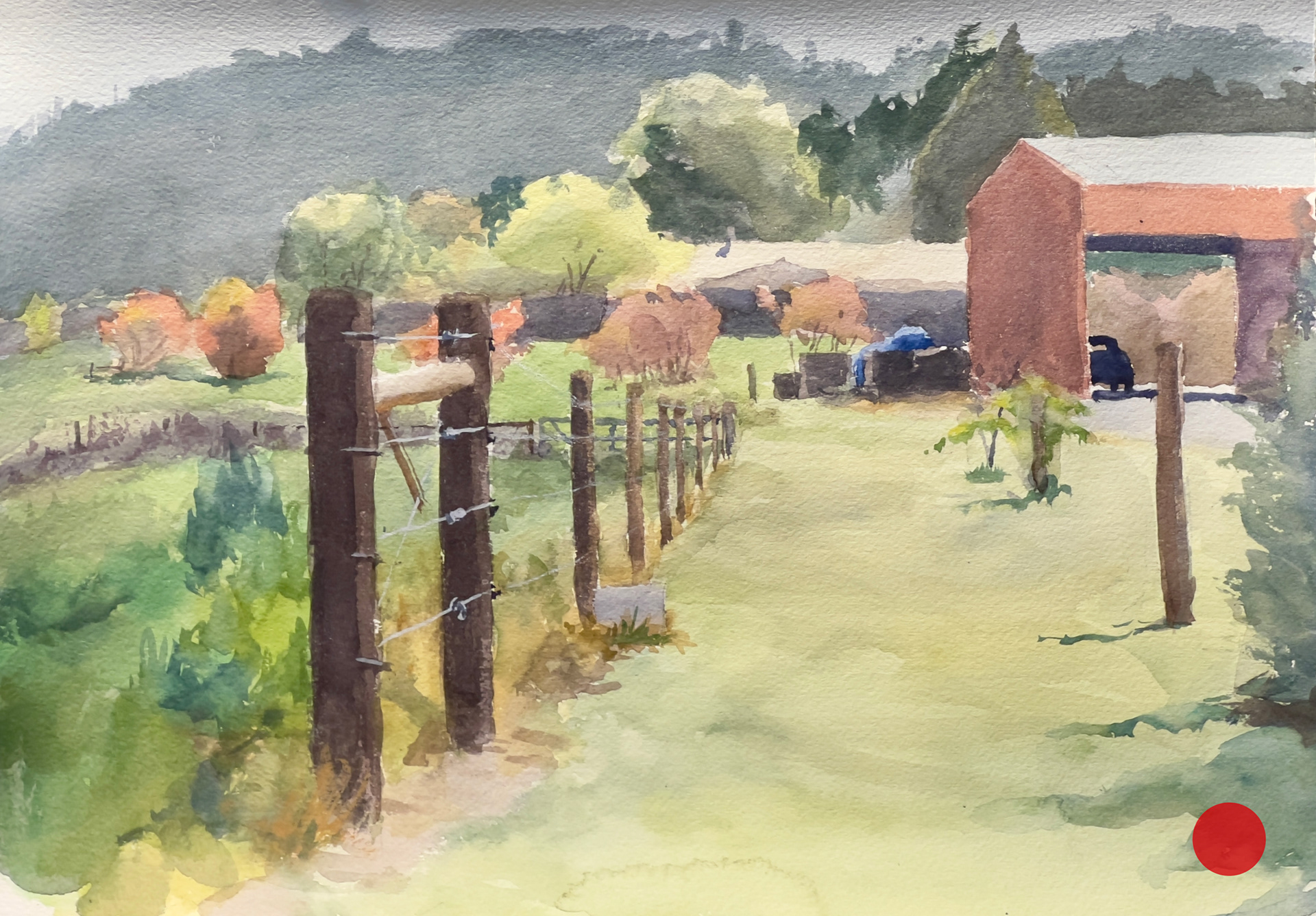 *Sold* “Farm Fence”, Watercolor on Paper, 15" x 11"