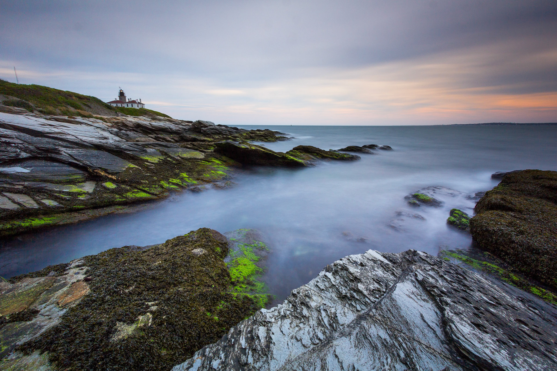 Sunset at beavertail state park.