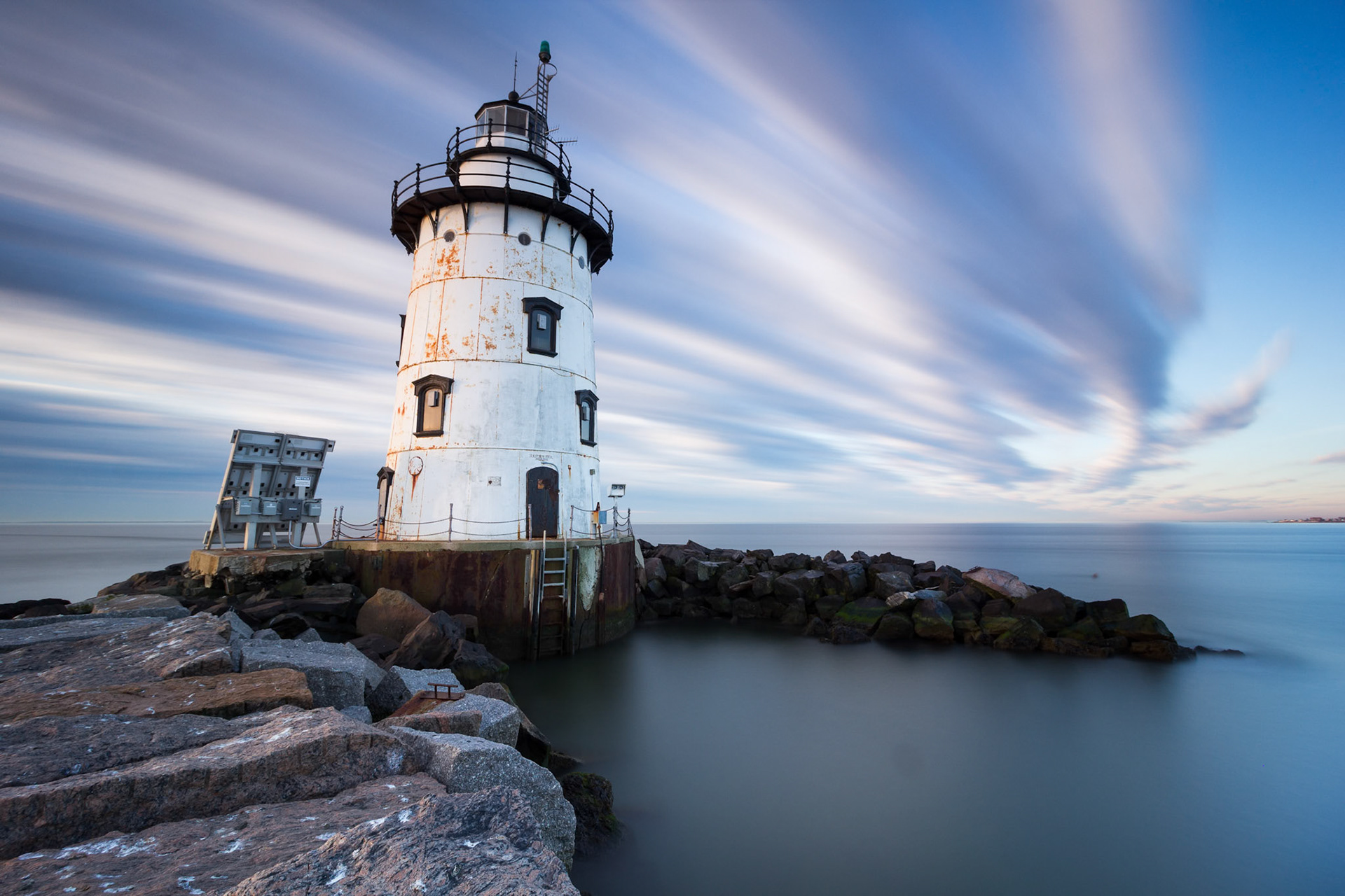 Long exposure of Saybrook Breakwater Light