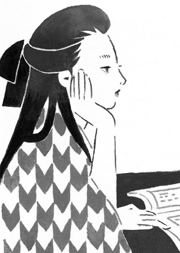 オール讀物 第3回　酒井順子　「女子校文学」挿絵