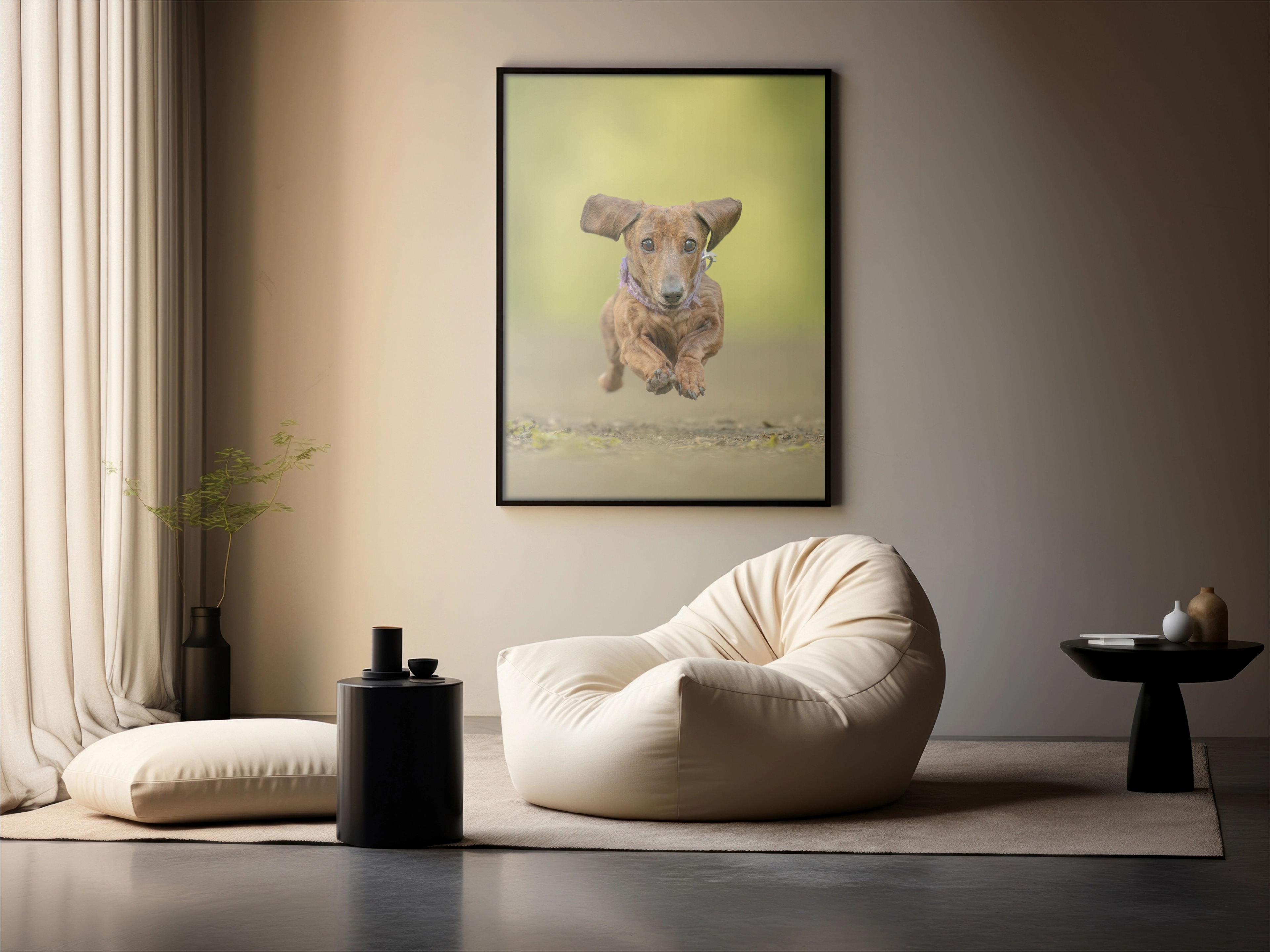 Lincolnshire dog fine art print frame on wall in living room