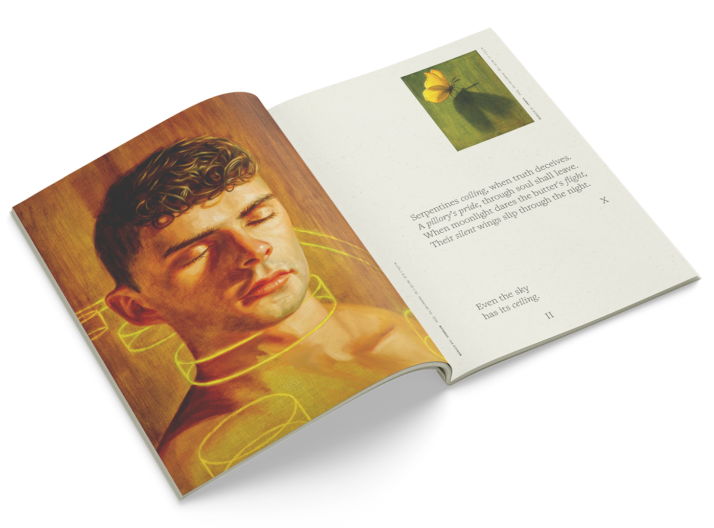 Interior spread of the Manicis publication by Robbin Veldman