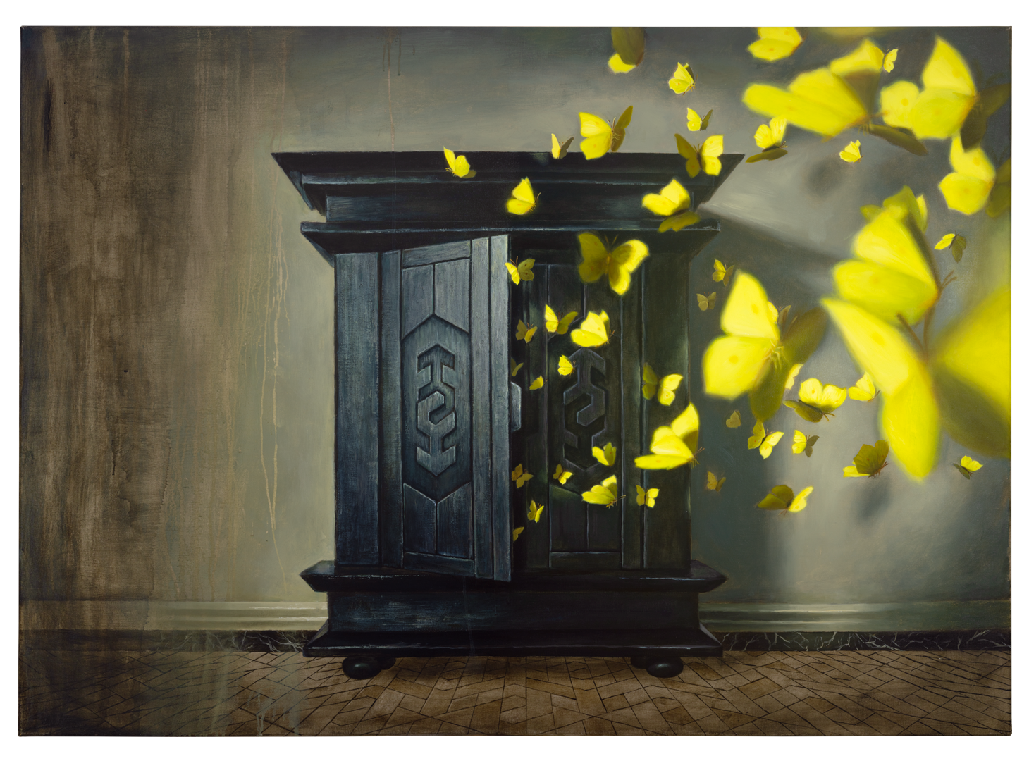 Manicis X · Exitus, Robbin Veldman, 2025, 100 × 140 cm, oil on canvas,